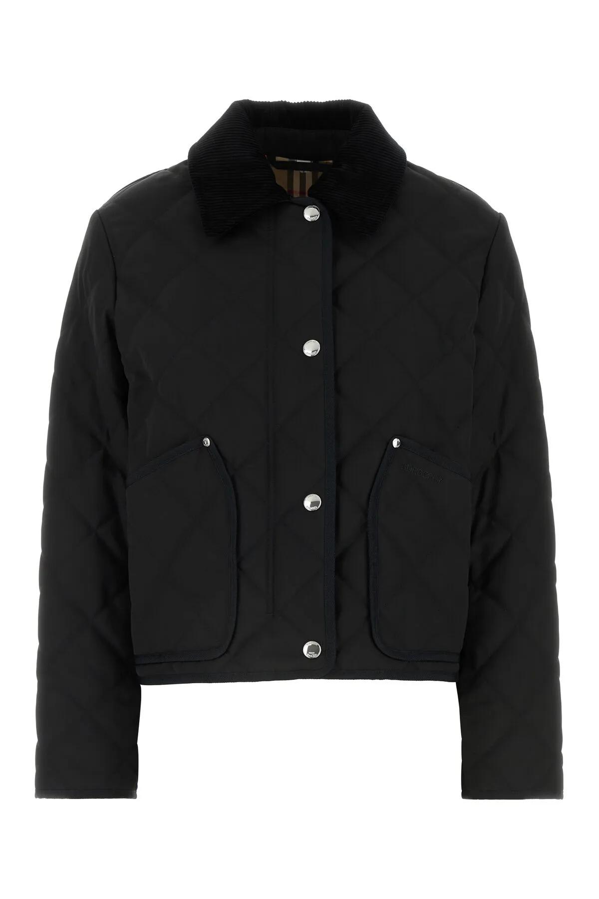 Shop Burberry Black Polyester Oversize Jacket