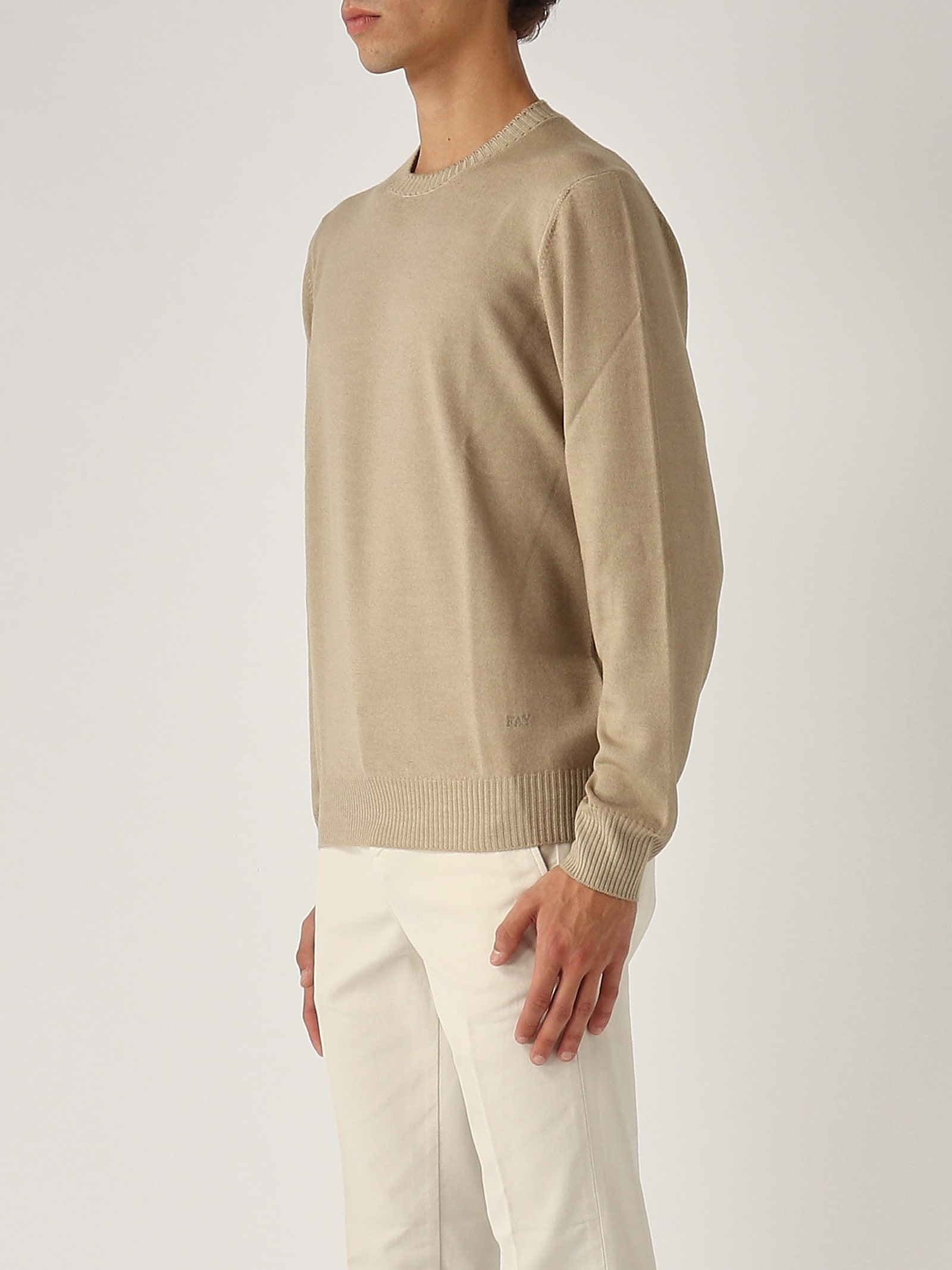 Shop Fay Girocollo Tinta In Capo Sweater In Beige