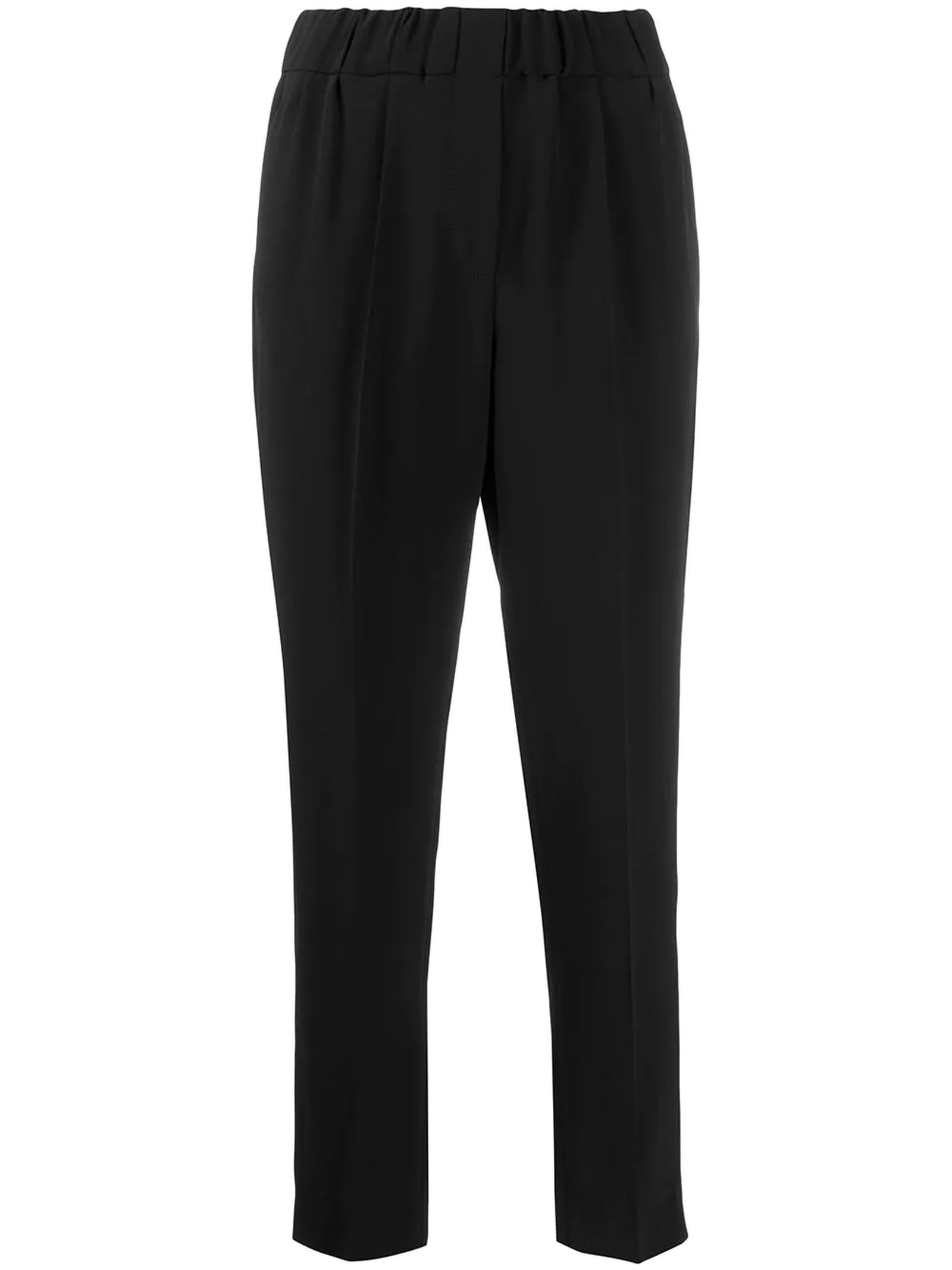 Brunello Cucinelli Black Silk-blend Tapered Trousers