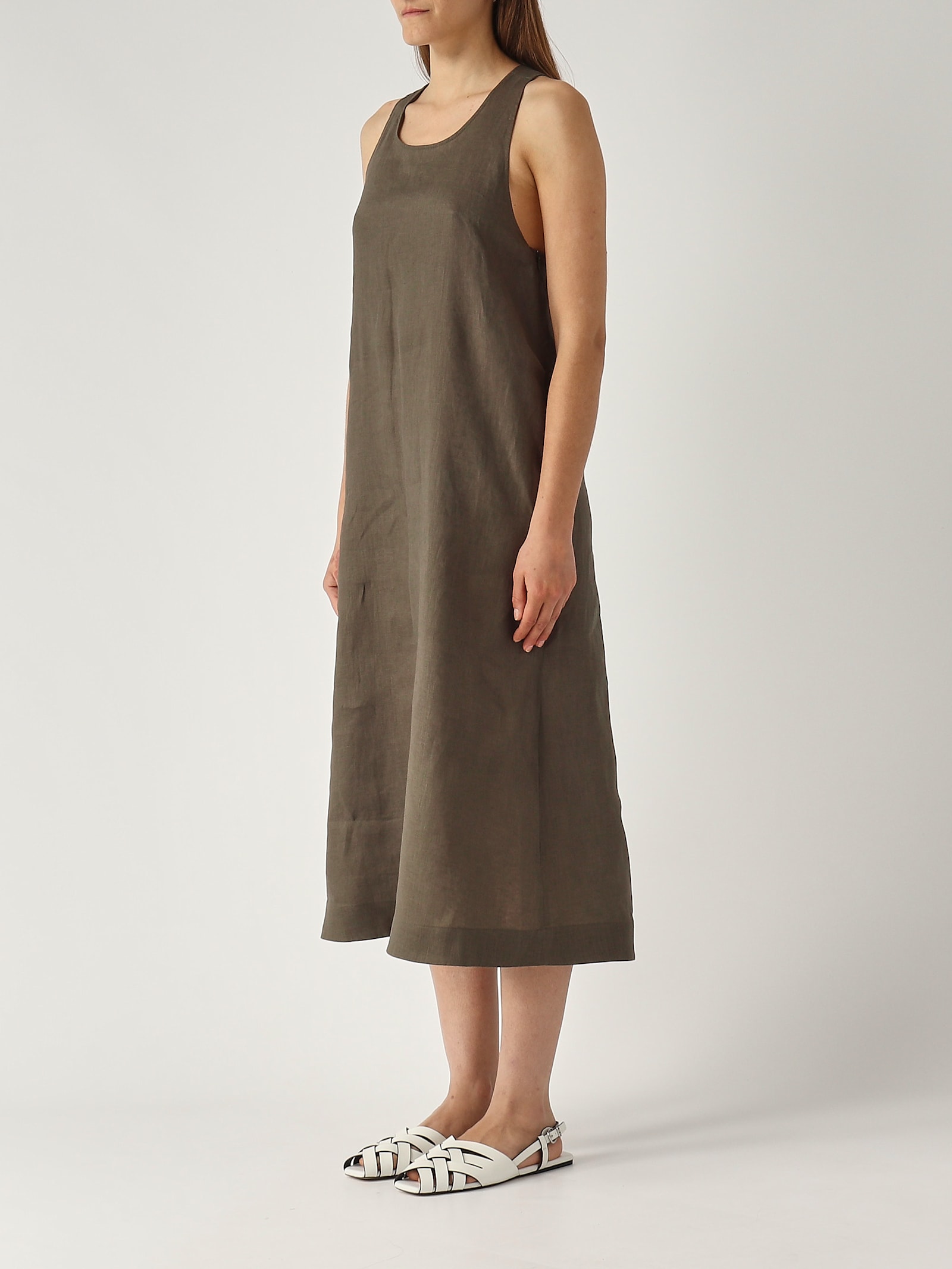 Max Mara Simeon Linen Sleevesless Dress Clothing In Fango