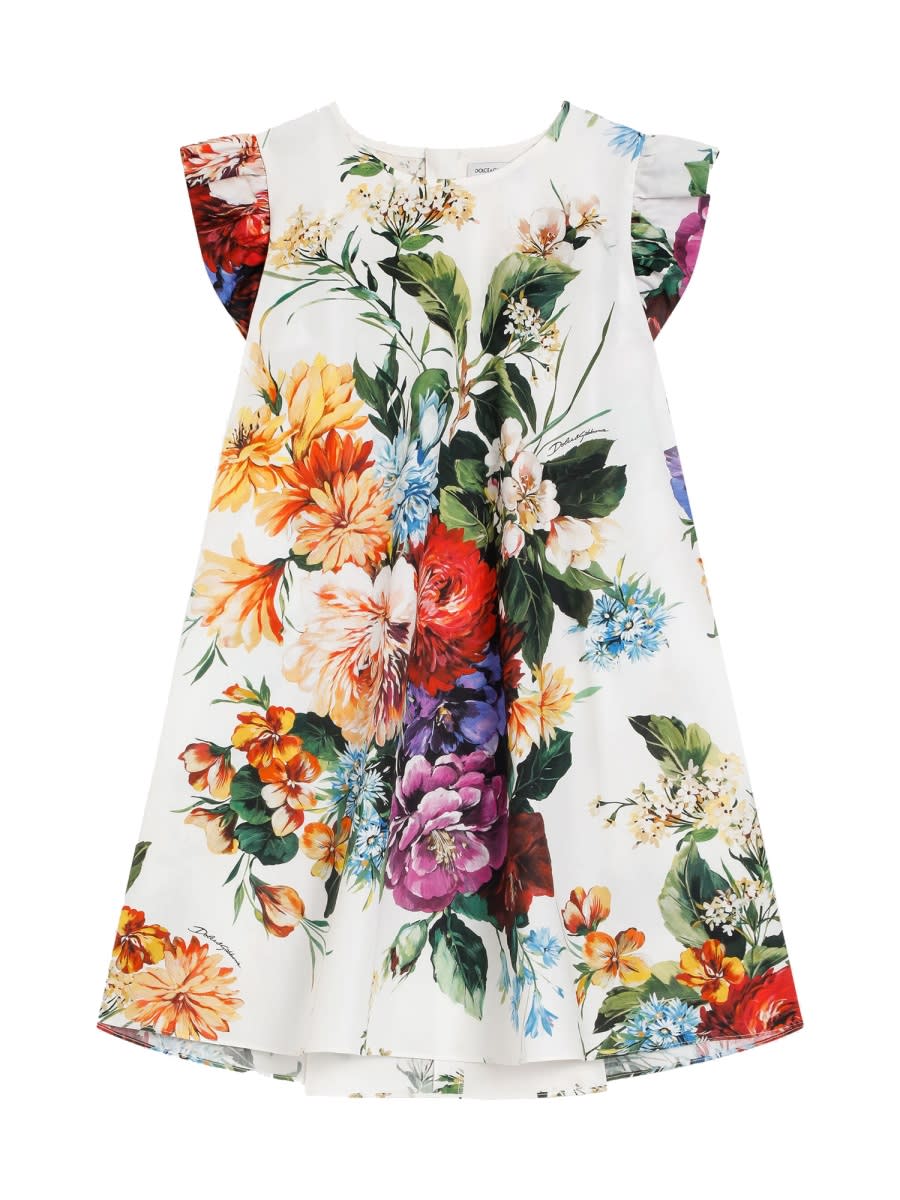 Dolce & Gabbana Flower-print Poplin Dress In Multi