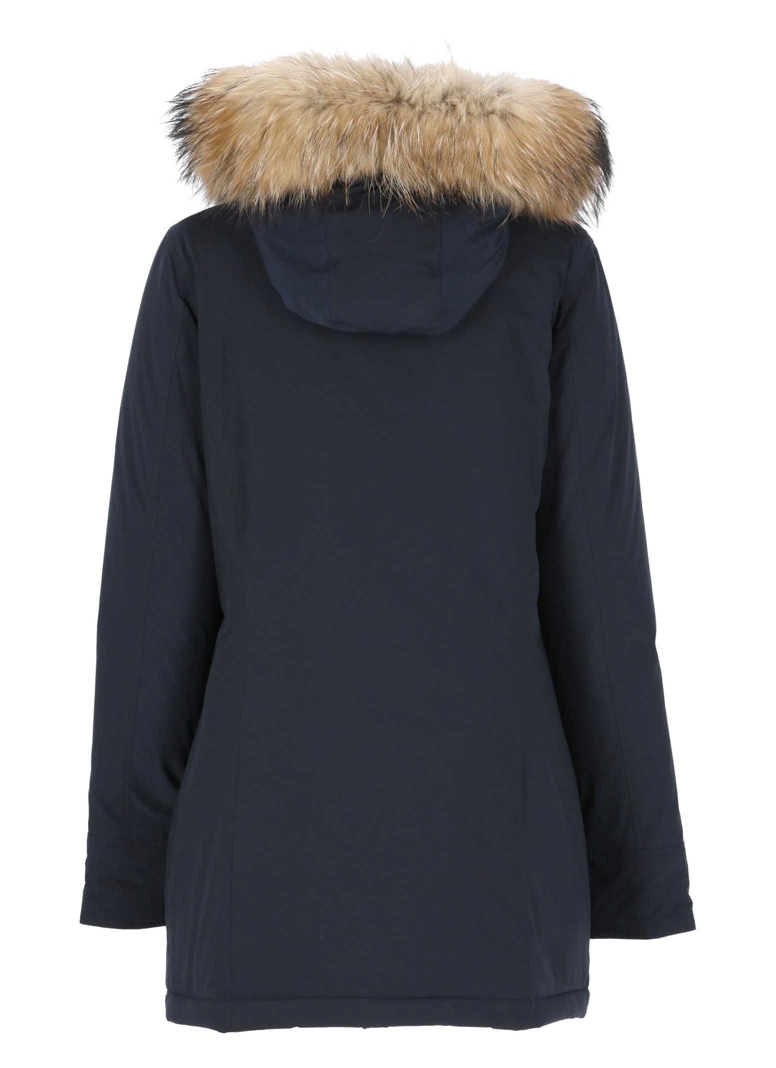 Woolrich Arctic Parka In Ramar Cloth With Removable Fur In Blue