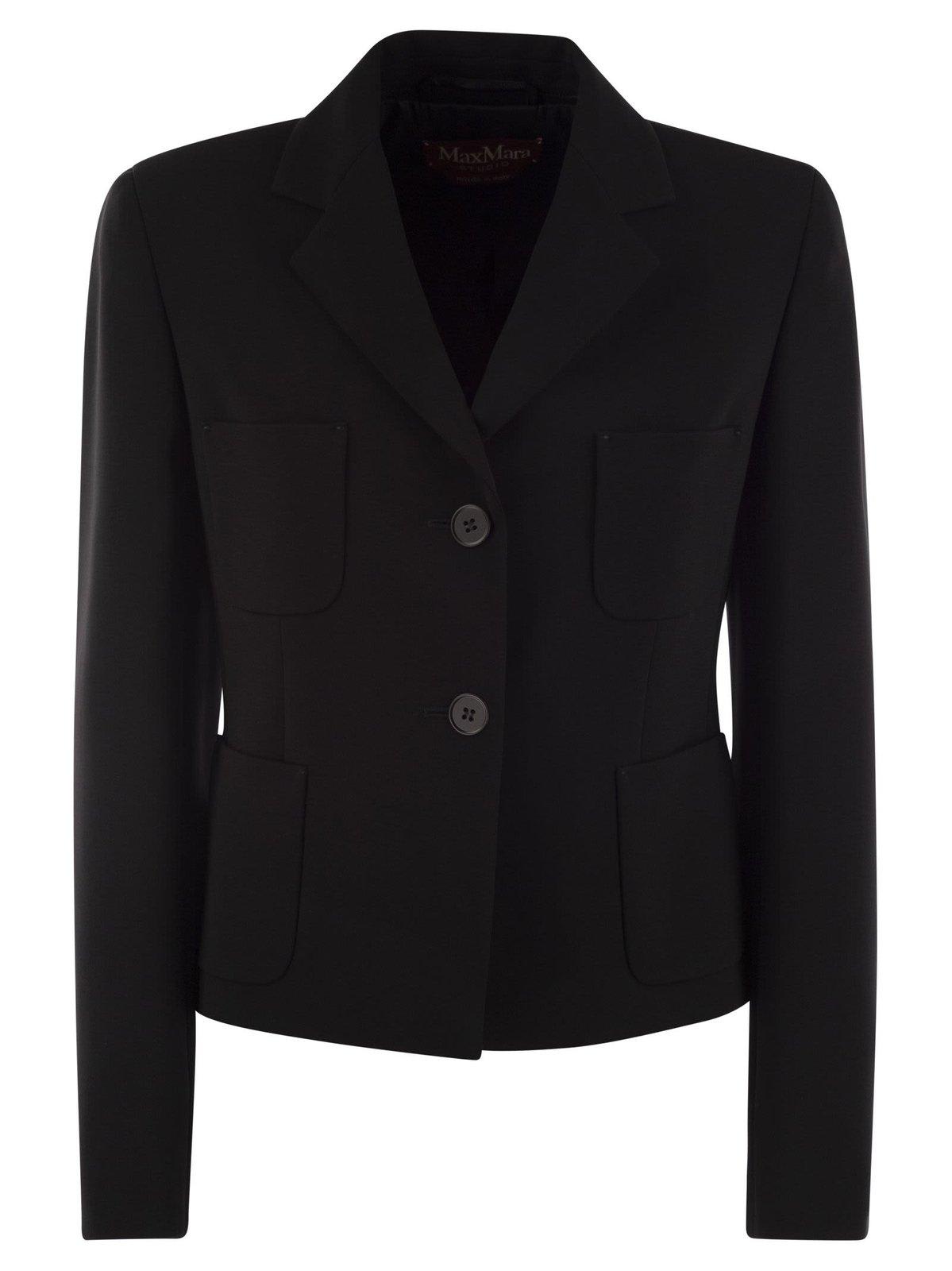 Shop Max Mara Single Breasted Cropped Jacket In Nero