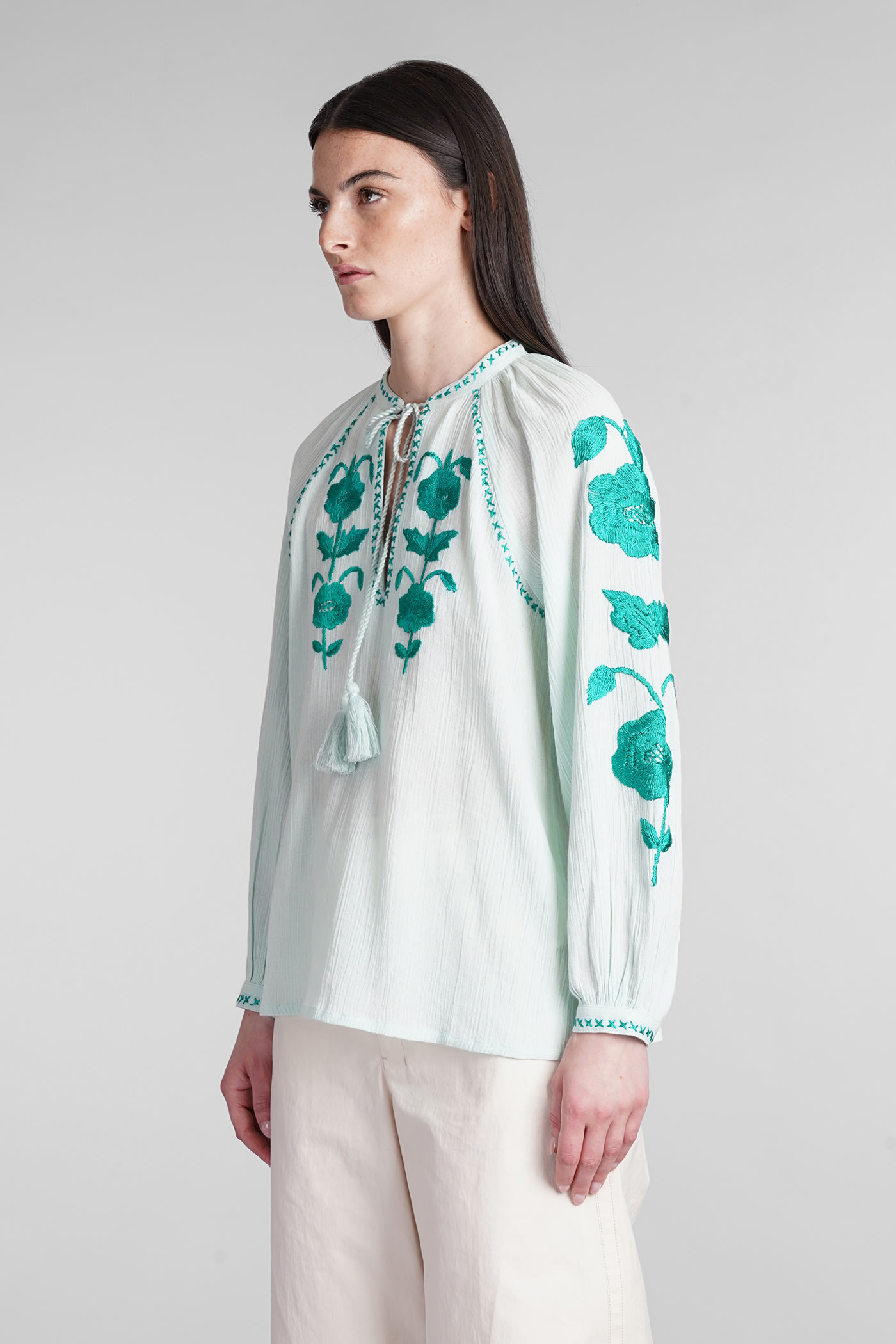 Shop Antik Batik Ila Blouse In Cyan Cotton