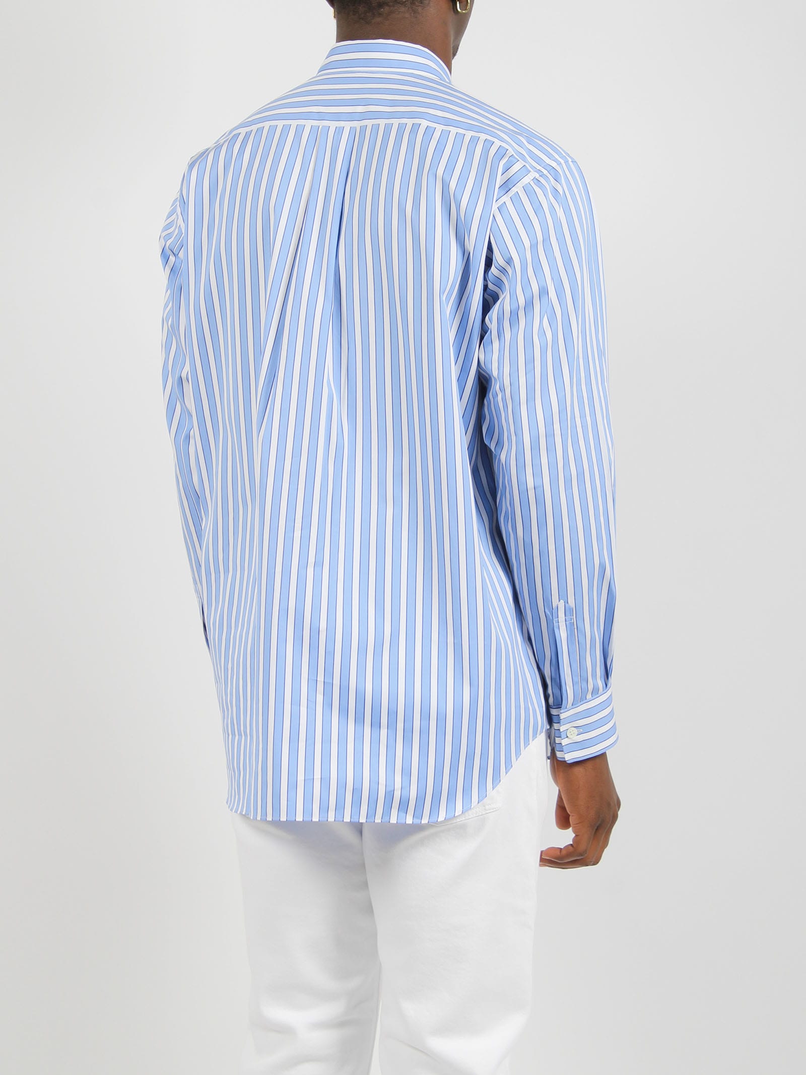 Shop Comme Des Garçons Shirt Striped Long Sleeve Shirt In Blue