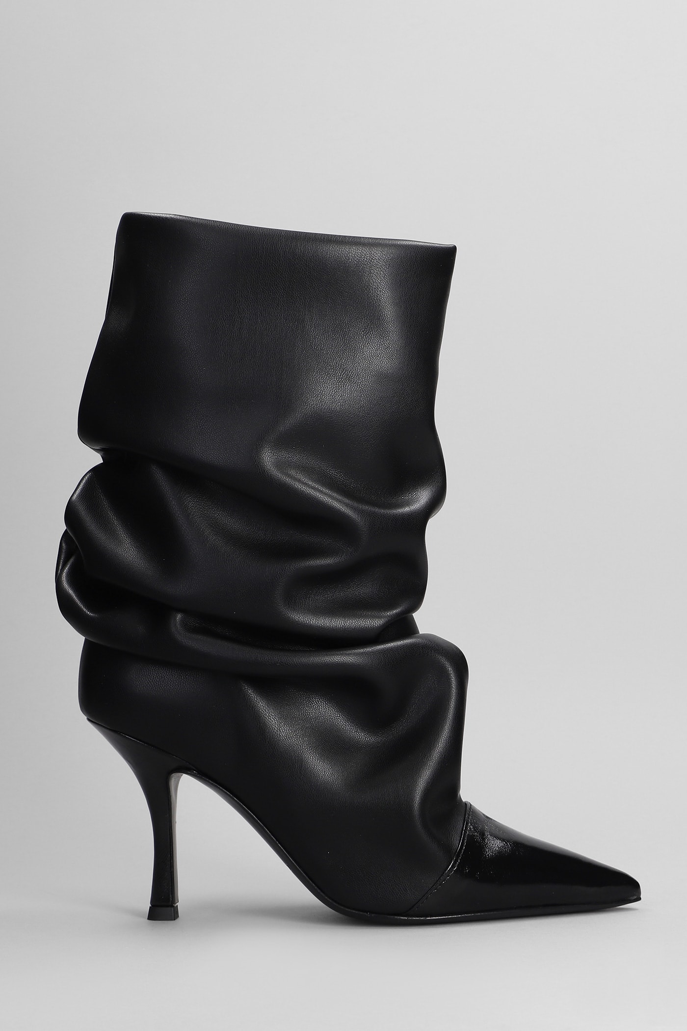 High Heels Ankle Boots In Black Leather