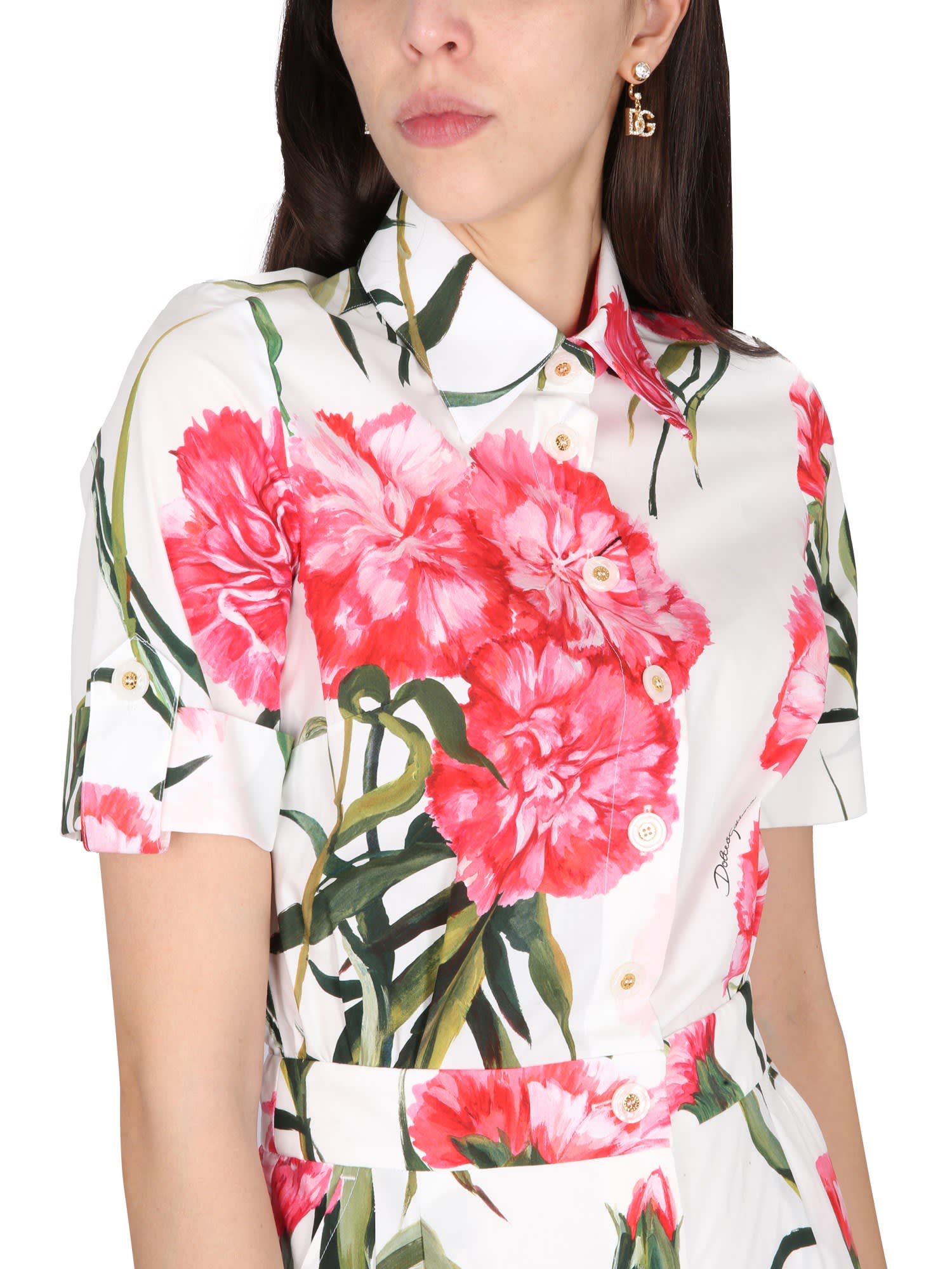 Shop Dolce & Gabbana Short Jumpsuit With Carnation Print