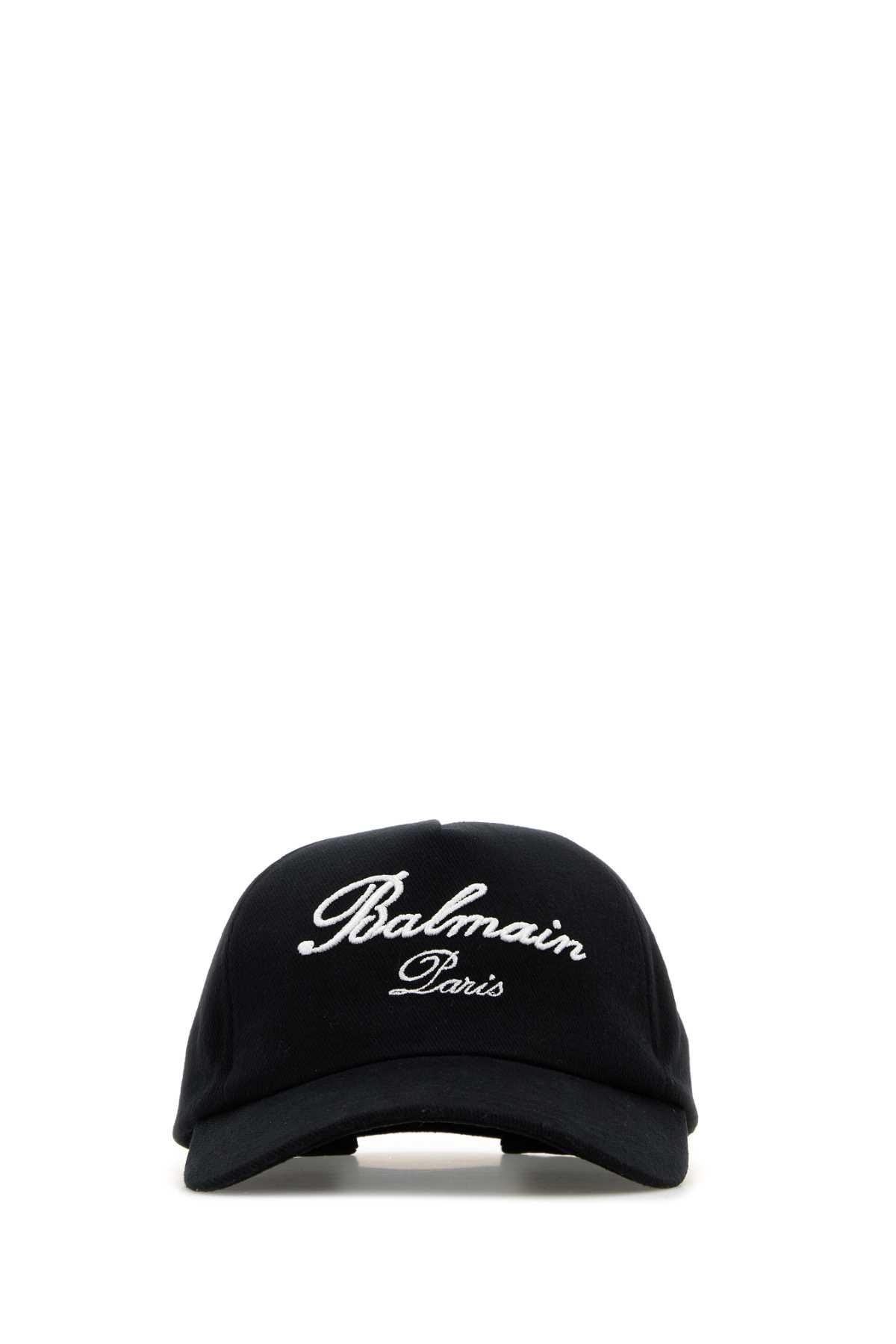 Shop Balmain Black Cotton Baseball Cap In Edknoirivoir