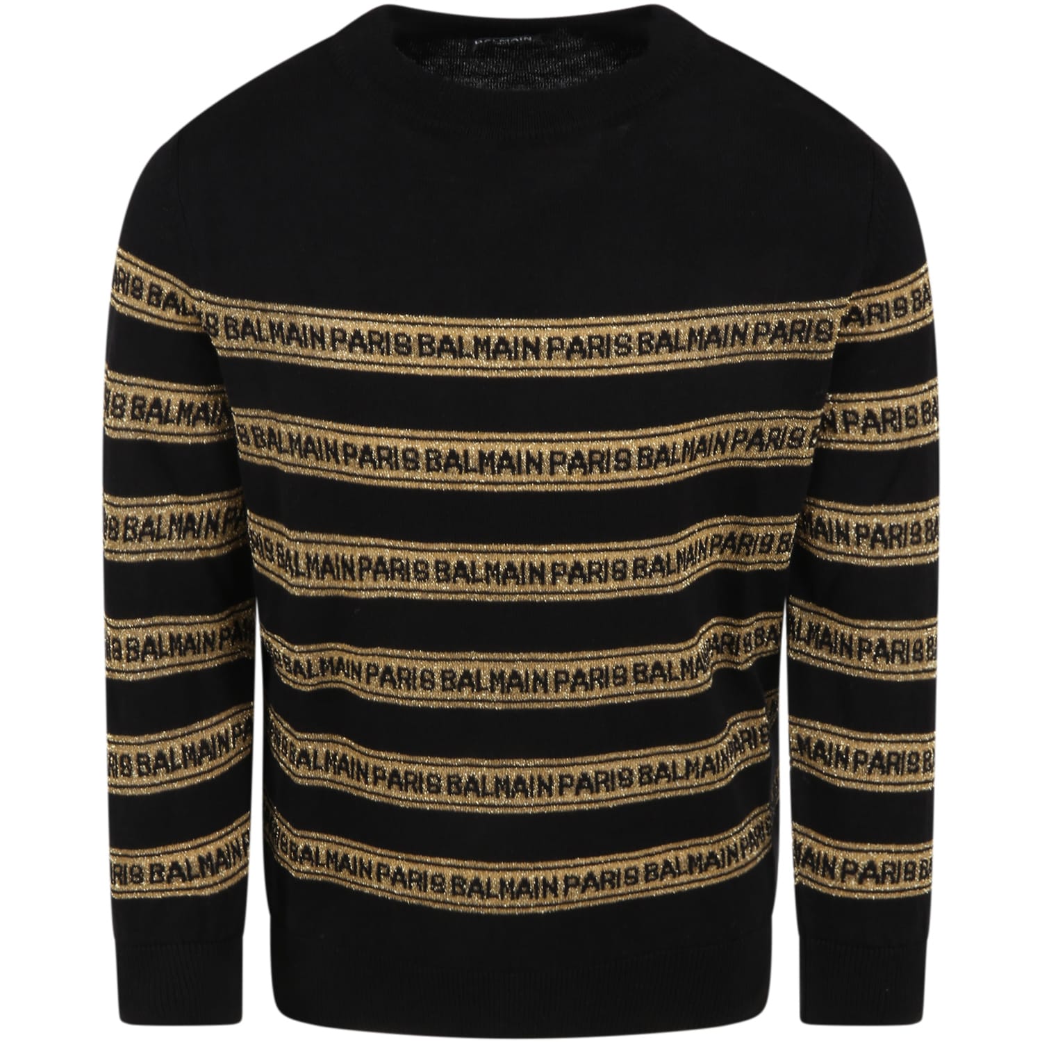 Balmain Black Sweater For Girl With Logos