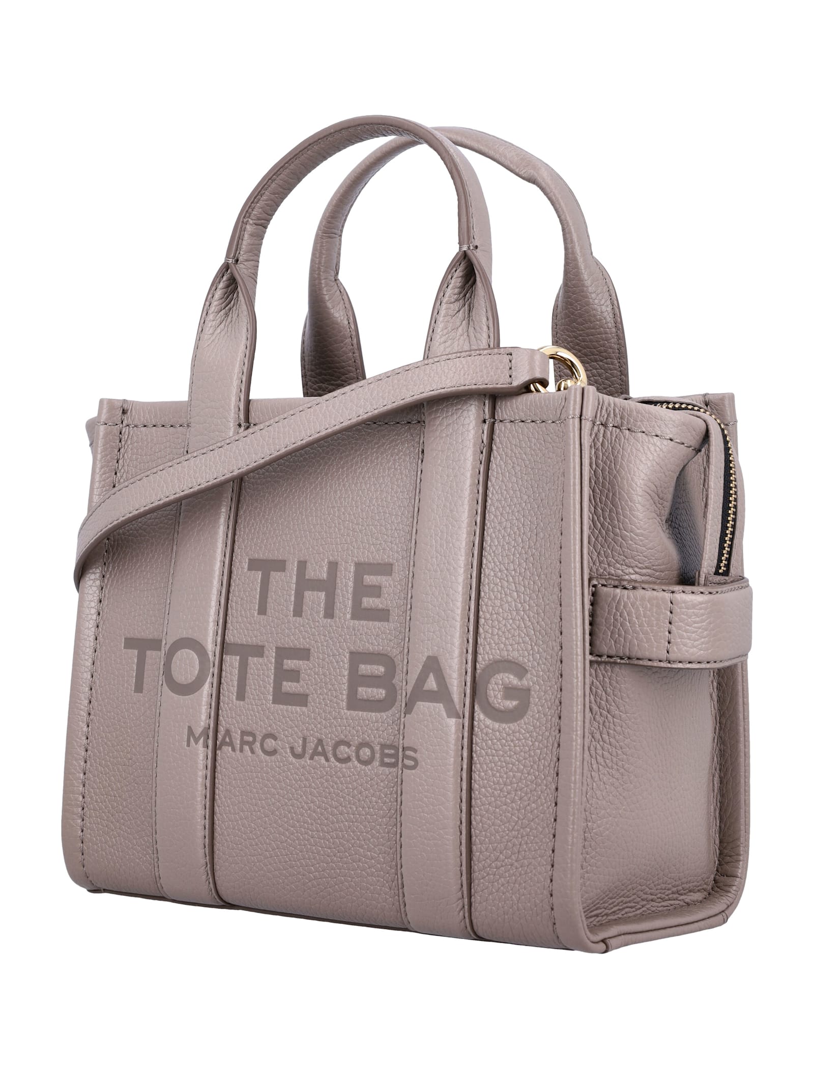 Shop Marc Jacobs The Mini Tote Leather Bag In Cement