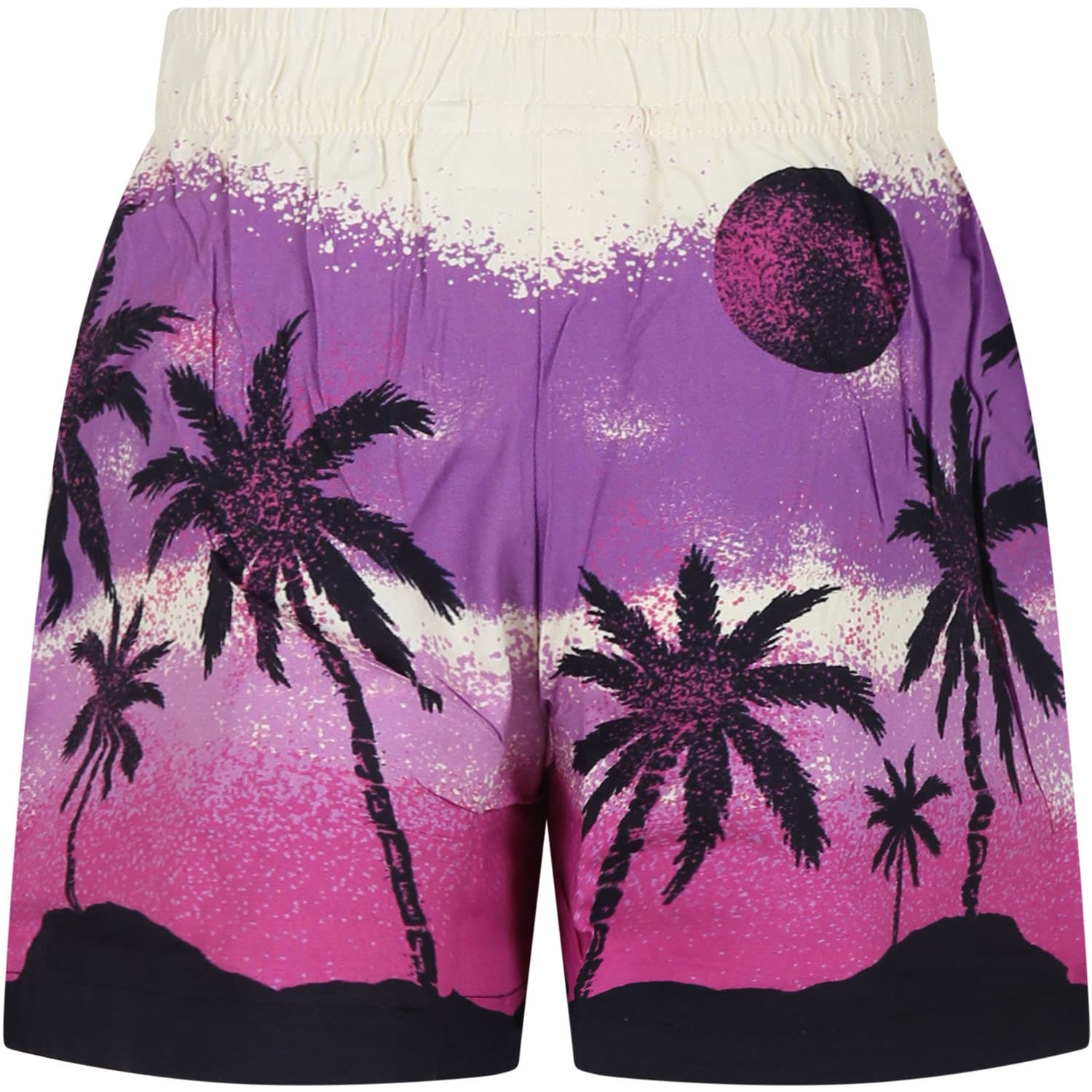 Shop Molo Ivory Shorts For Girl With Palm Print In Multicolor