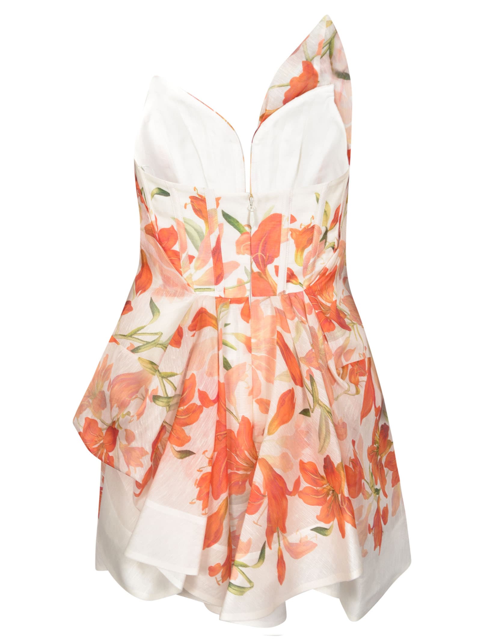 Shop Zimmermann Sleeveless Floral Print Ruffle Dress In Cream/red