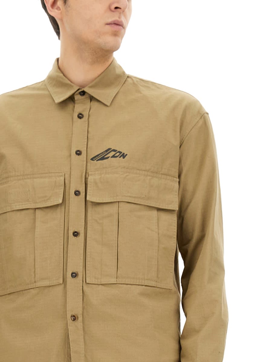 Shop Dsquared2 Icon Ripstop Shirt In Brown