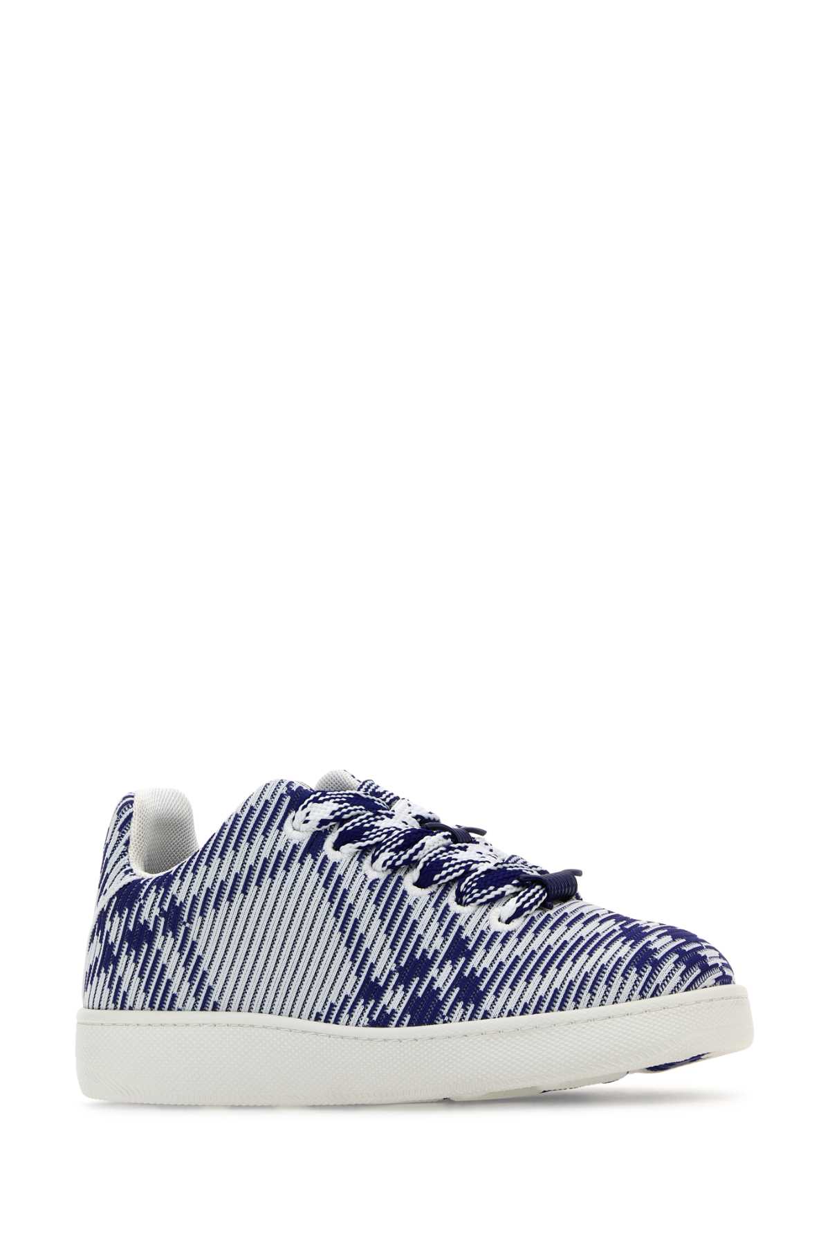 Shop Burberry Embroidered Fabric Box Sneakers In Saltipcheck