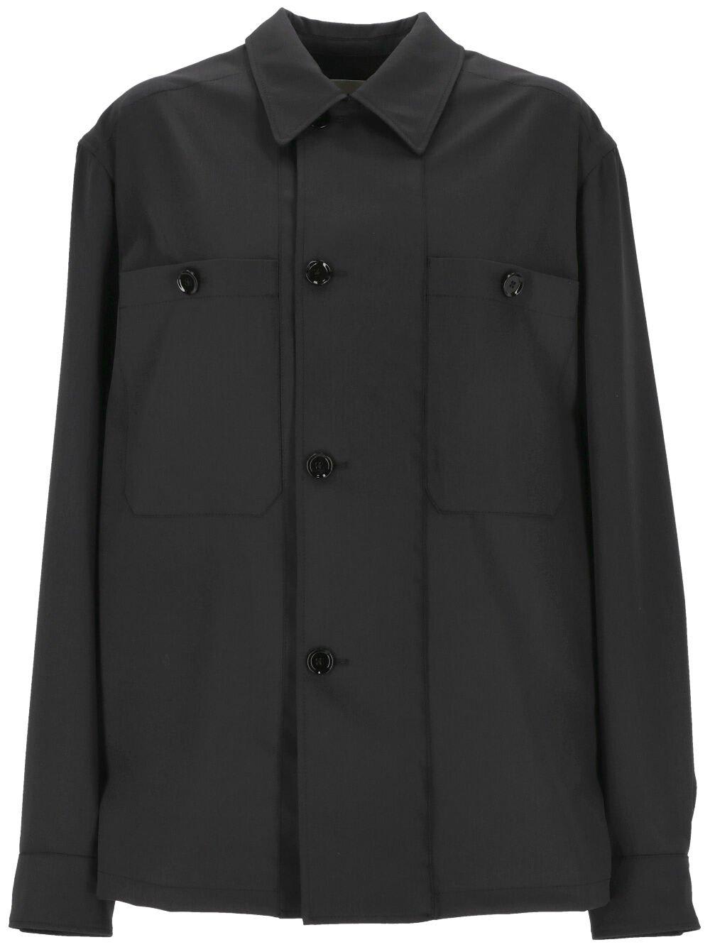 Shop Lemaire Lon Sleeved Buttoned Shirt Jacket In Black