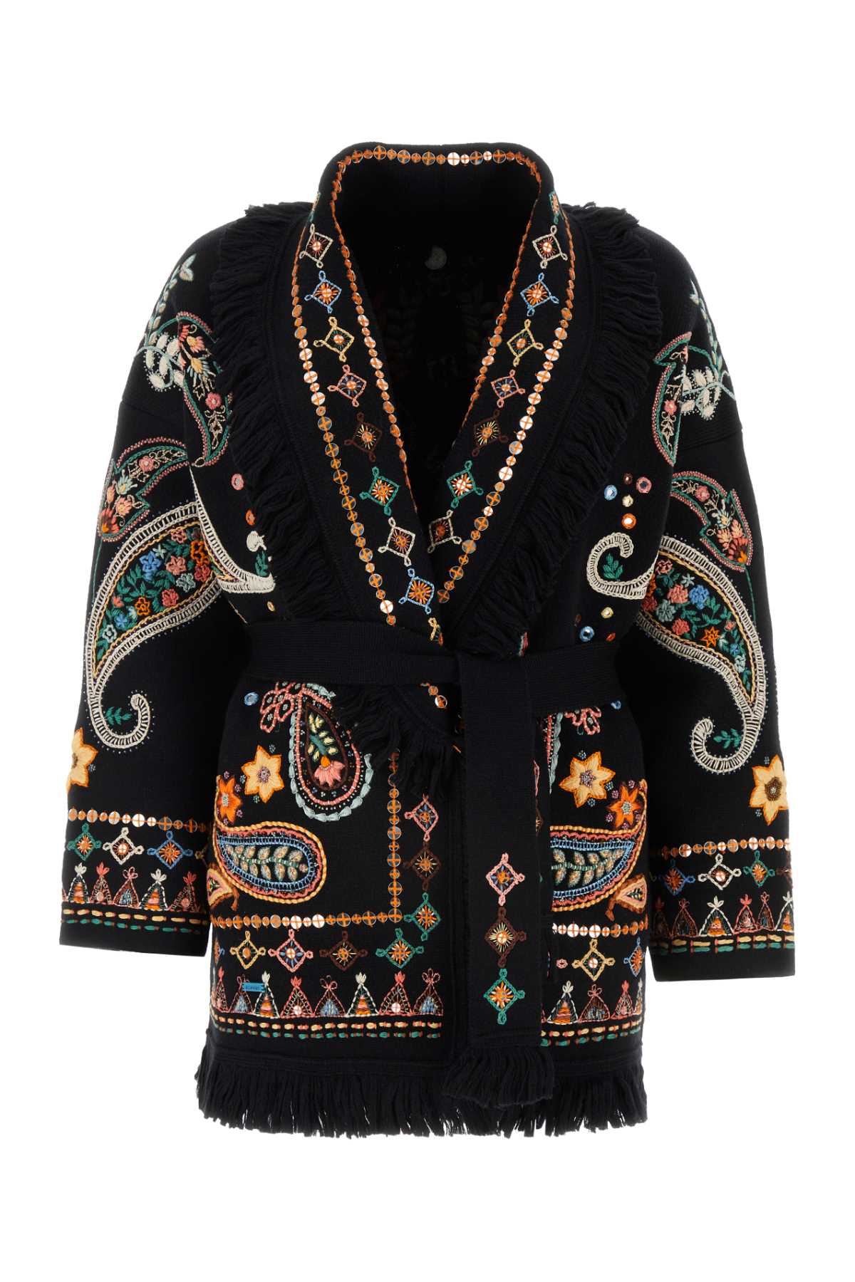 Shop Alanui Embroidered Wool Inner Energy Oversize Cardigan In 1084