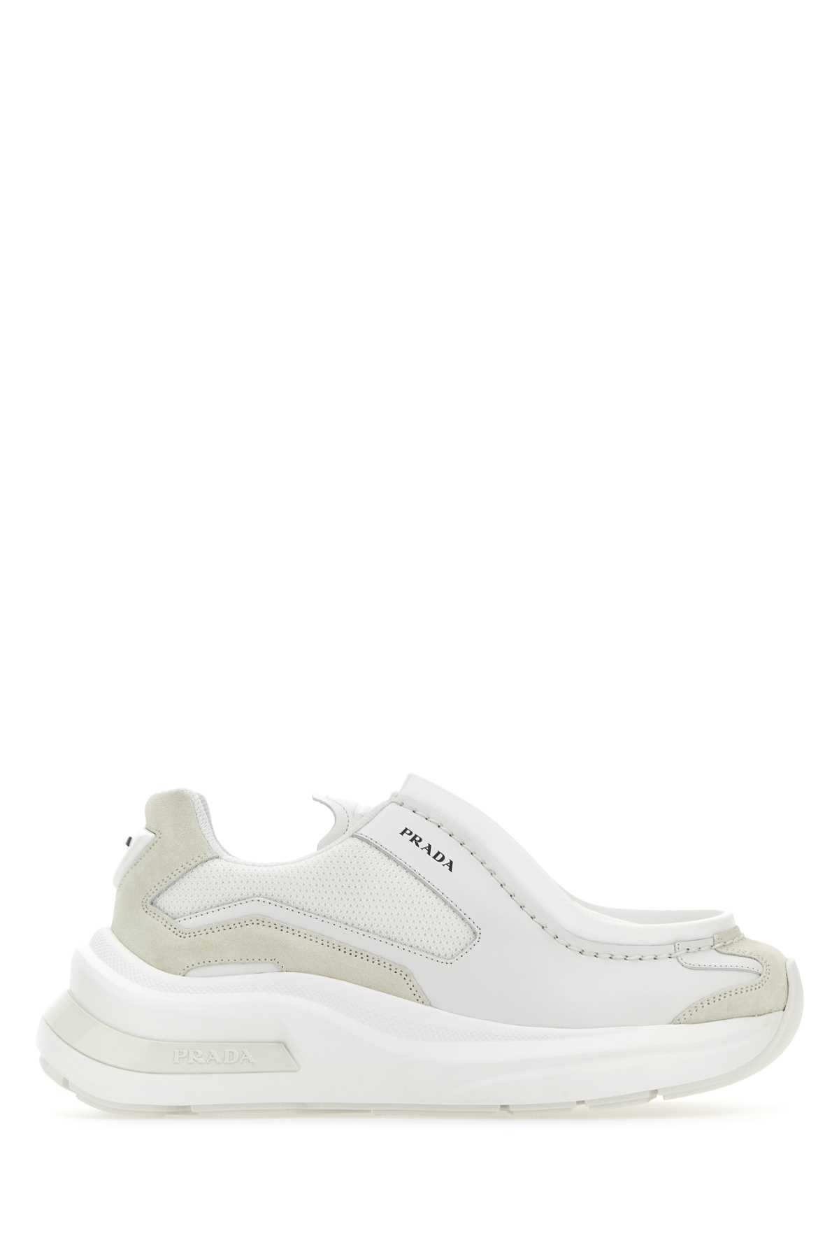Shop Prada White Systeme Sneakers In Bianco