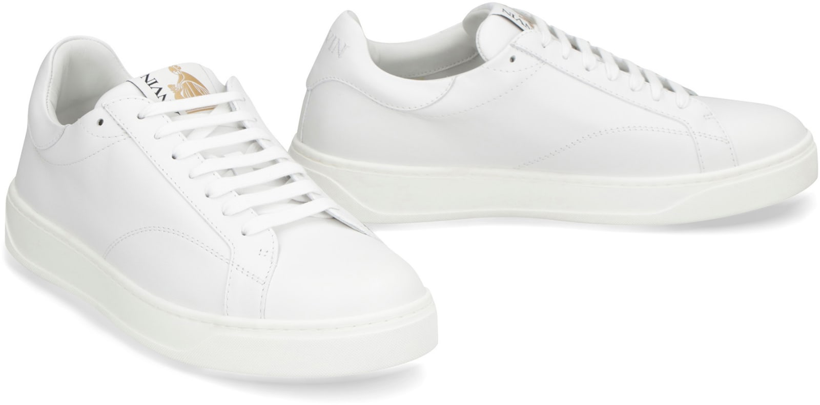 Shop Lanvin Ddb0 Leather Low-top Sneakers In White