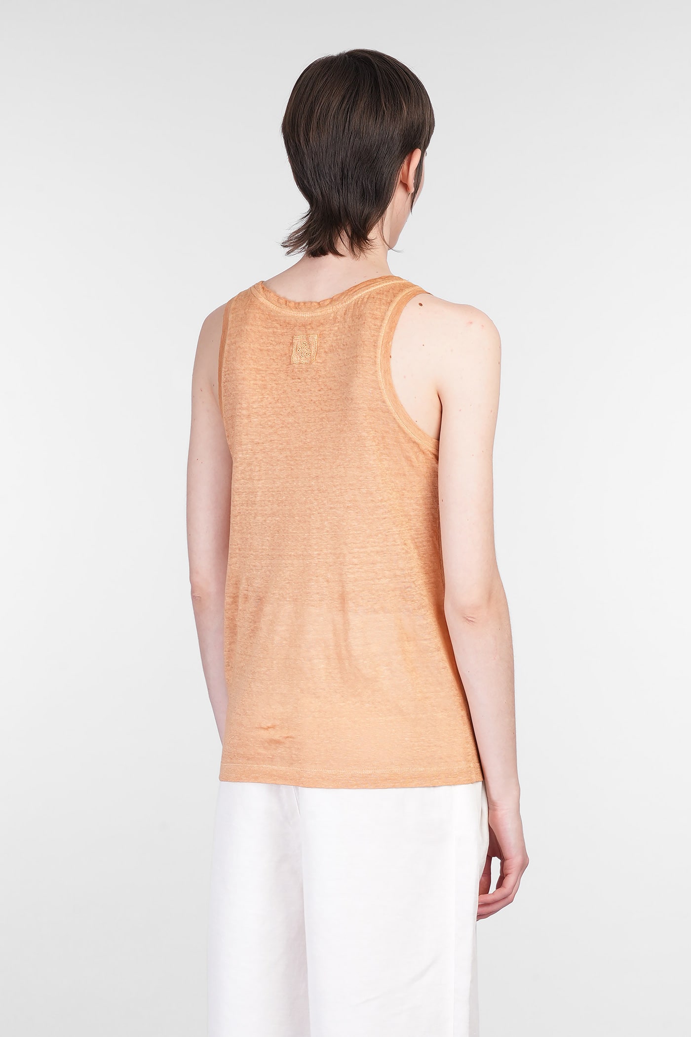 120% LINO TANK TOP IN ORANGE LINEN 
