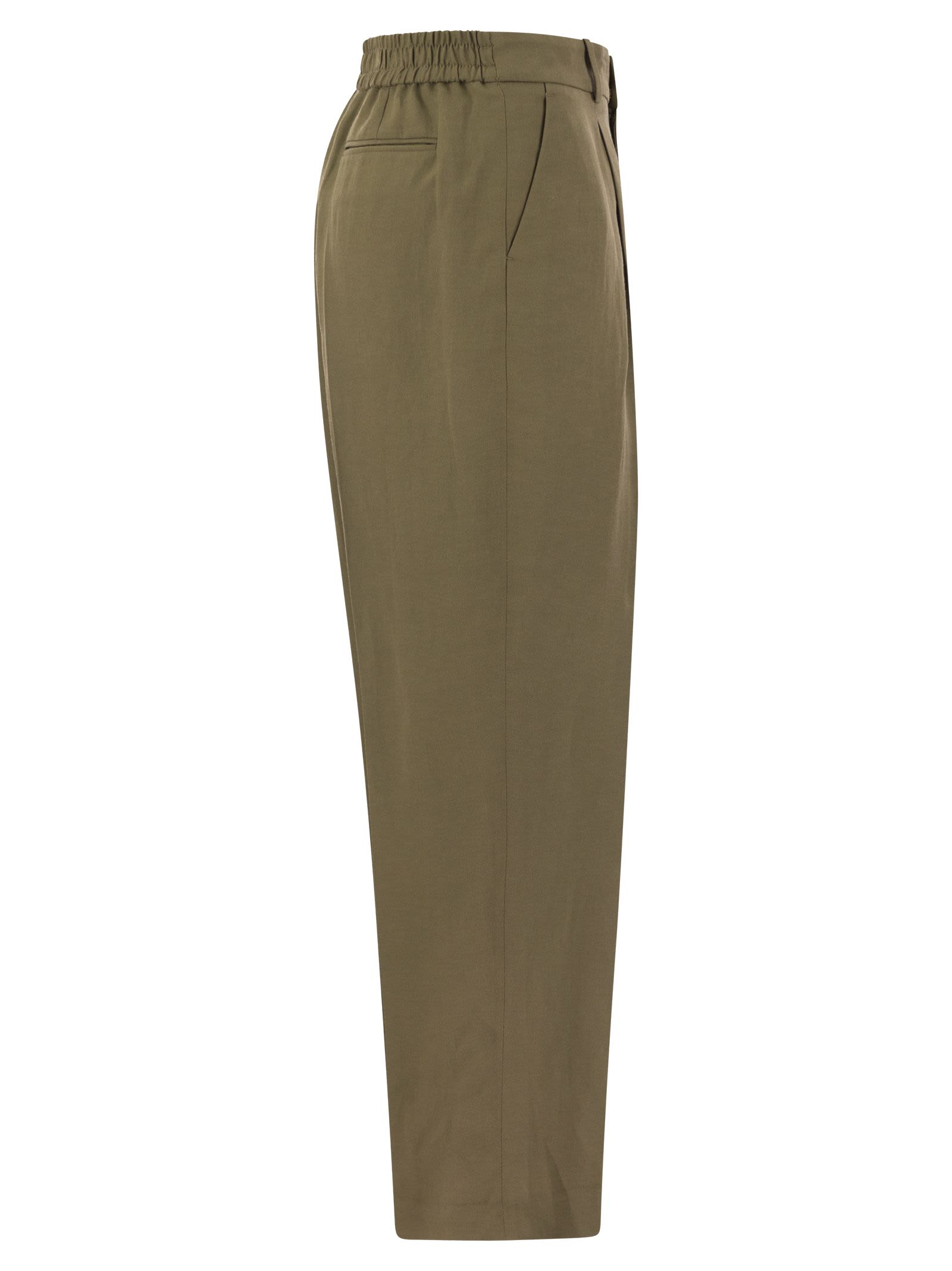 Shop Pt Torino Daisy - Viscose And Linen Trousers In Green