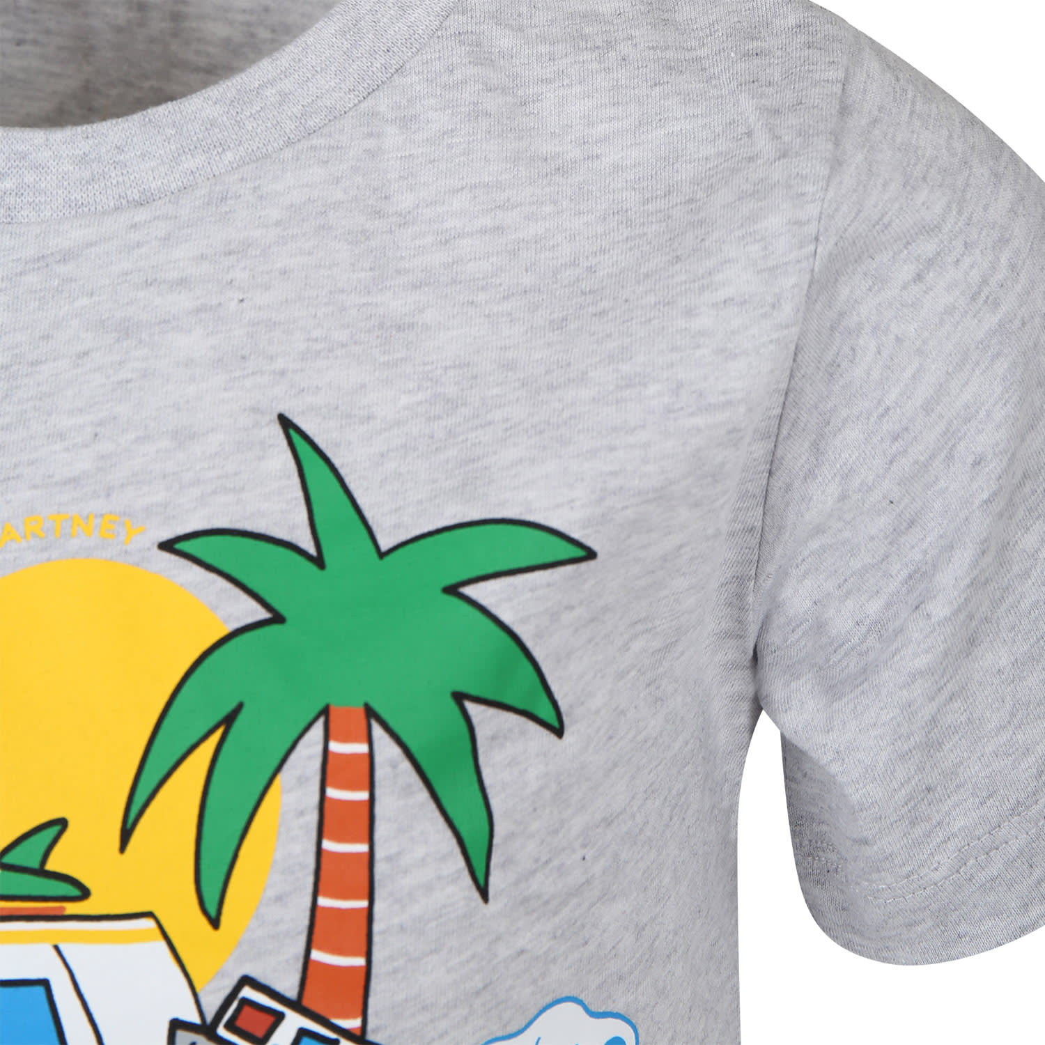 Shop Stella Mccartney Gray T-shirt For Boy With Multicolor Print In Grey