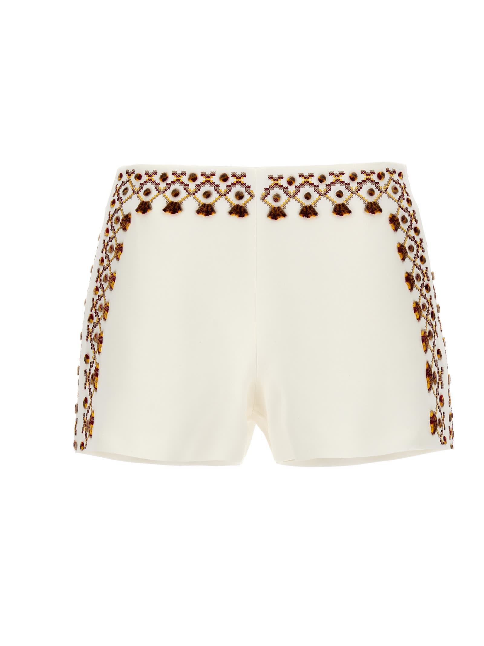 Shop Ermanno Scervino Embroidery Shorts In Bianco