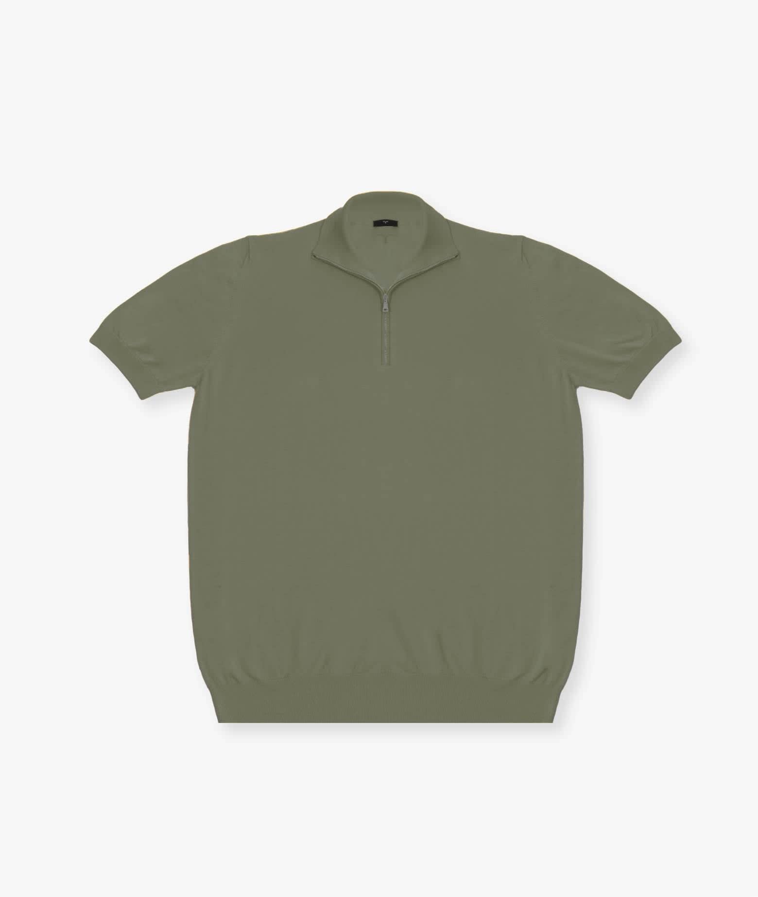Shop Larusmiani Paul T-shirt With Zip Sweater In Olive