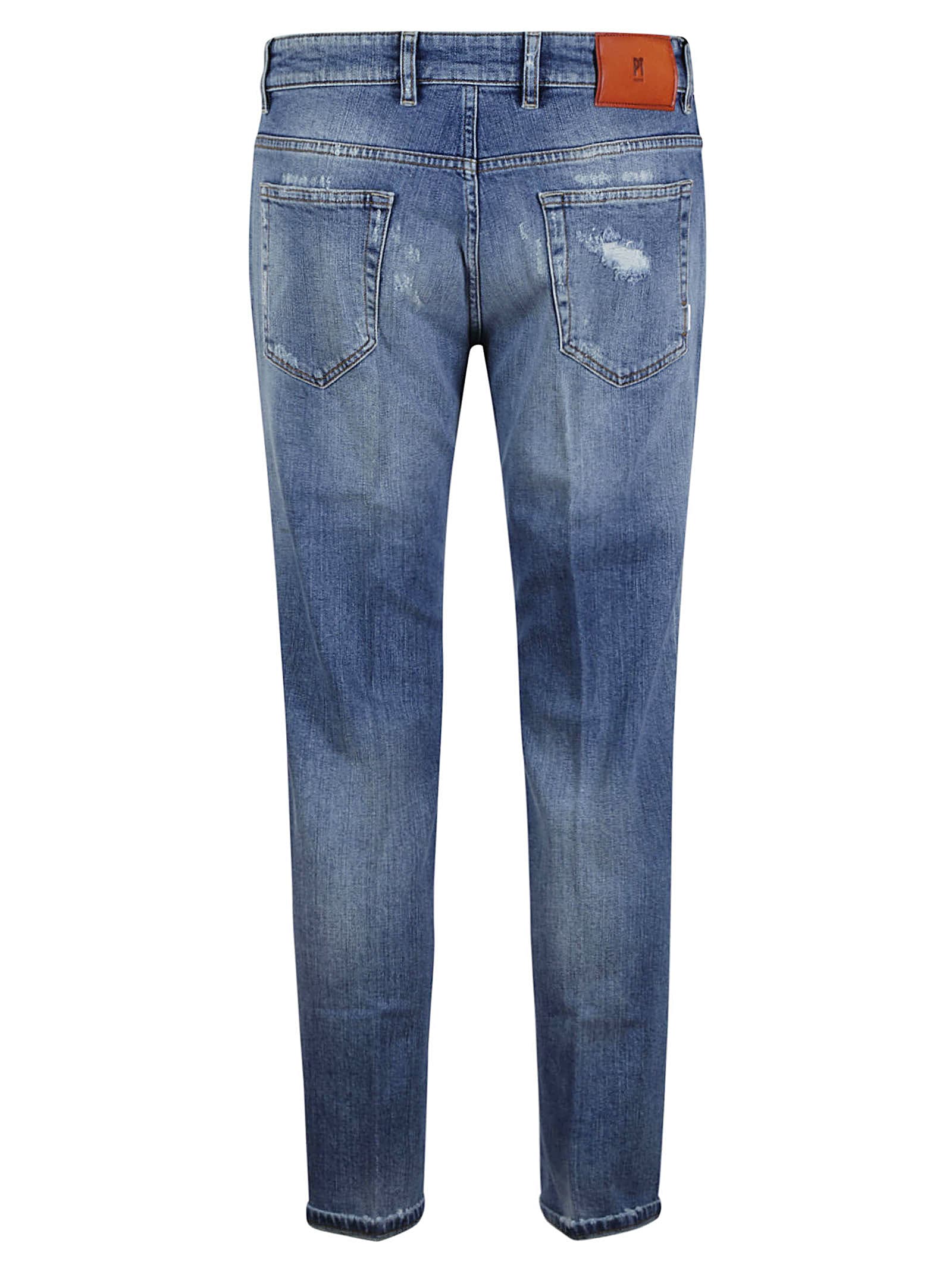 Pt Torino Slim-fit Blue Jeans With Distressed Detailing In Blue