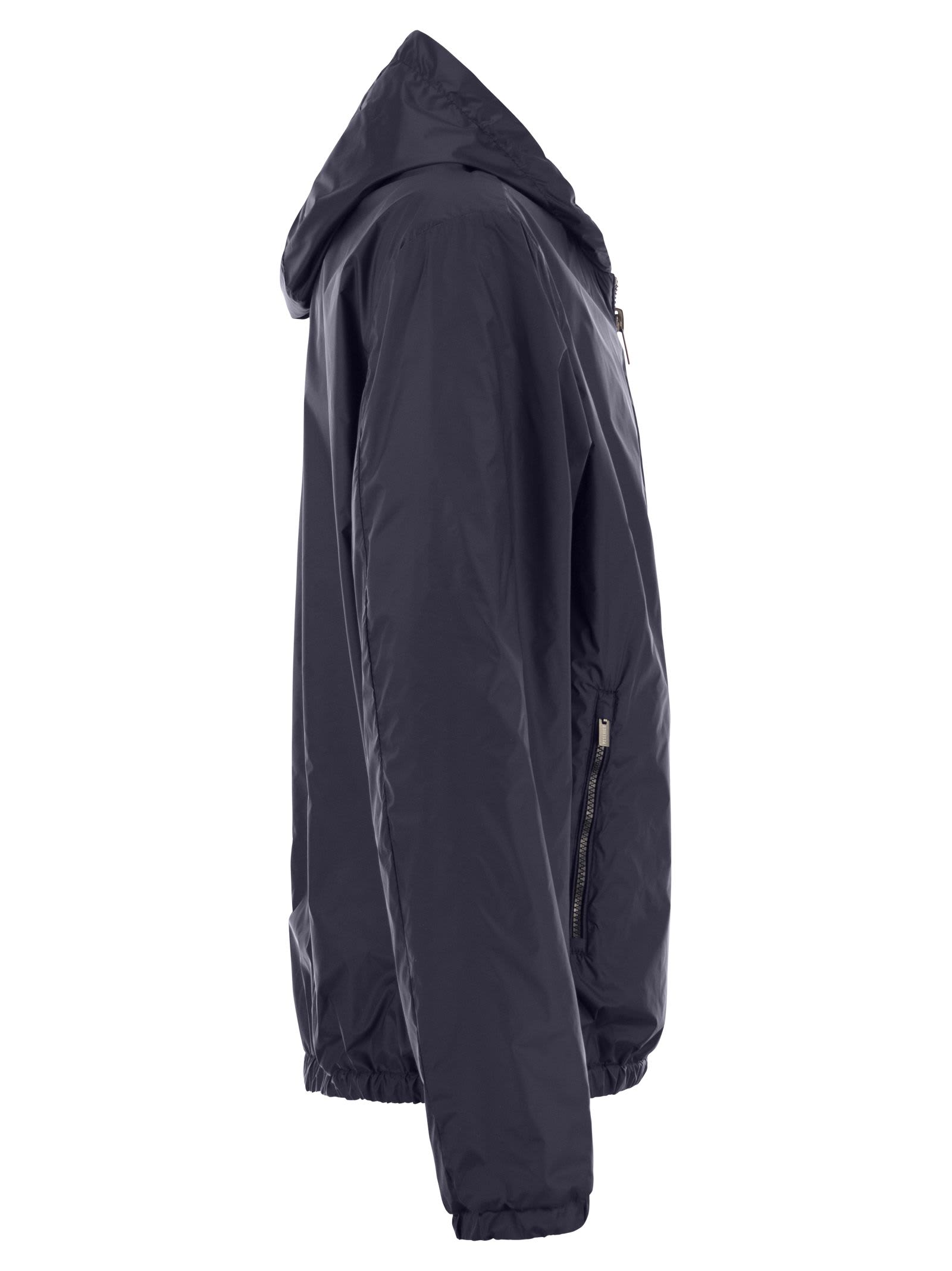 Shop Peserico Reversible Jacket With Hood In Blue