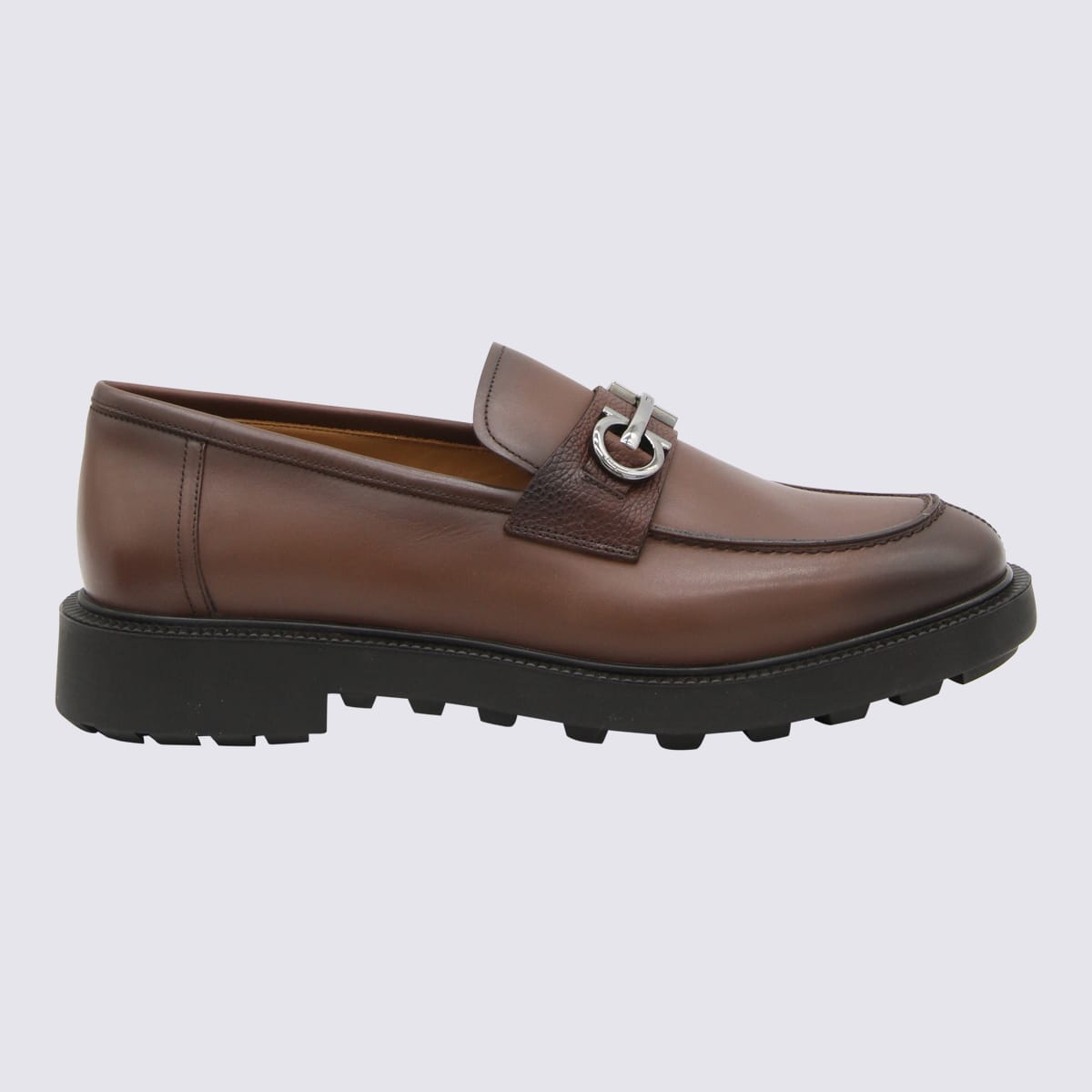 Shop Ferragamo Brown Leather Loafers