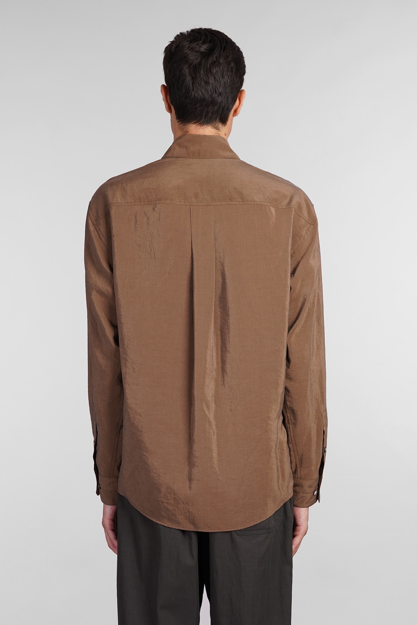 Shop Lemaire Shirt In Brown Silk