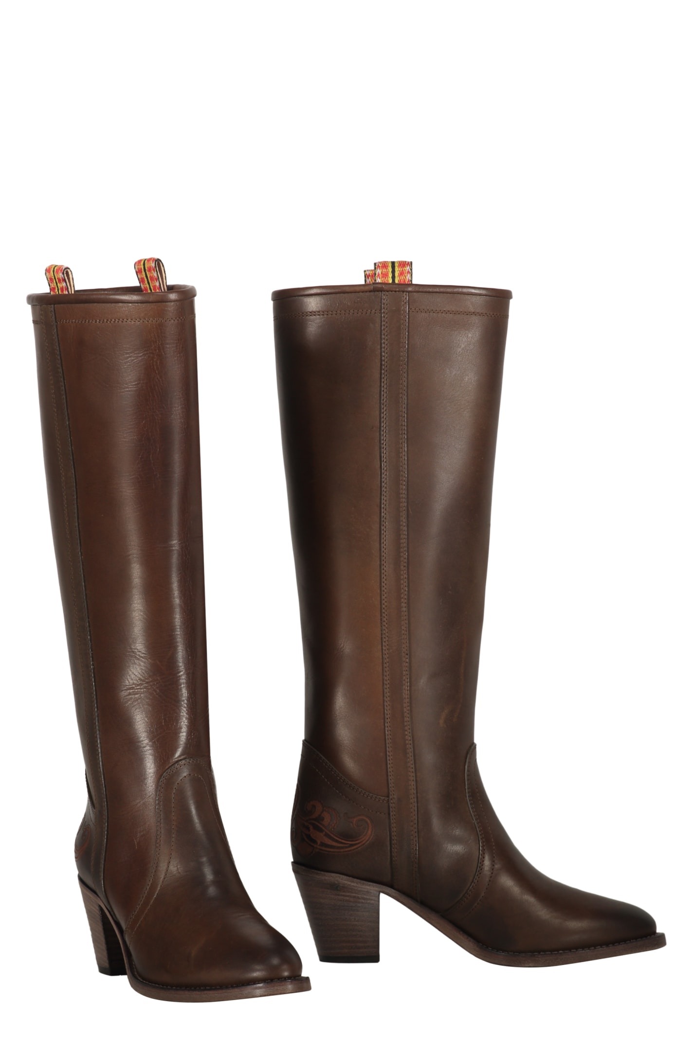 Shop Etro Leather Boots In Brown