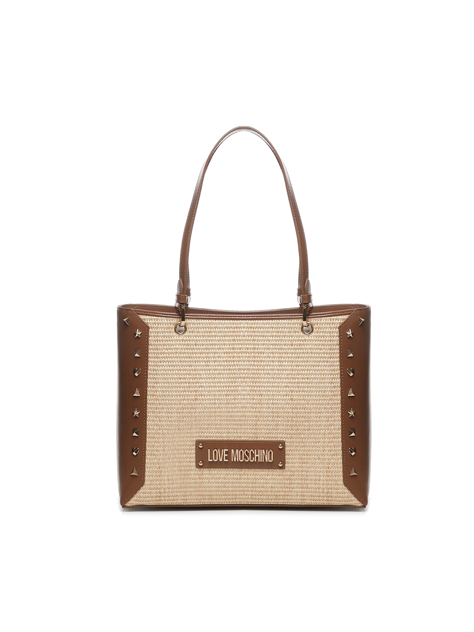 Raffia Shopper With Studs