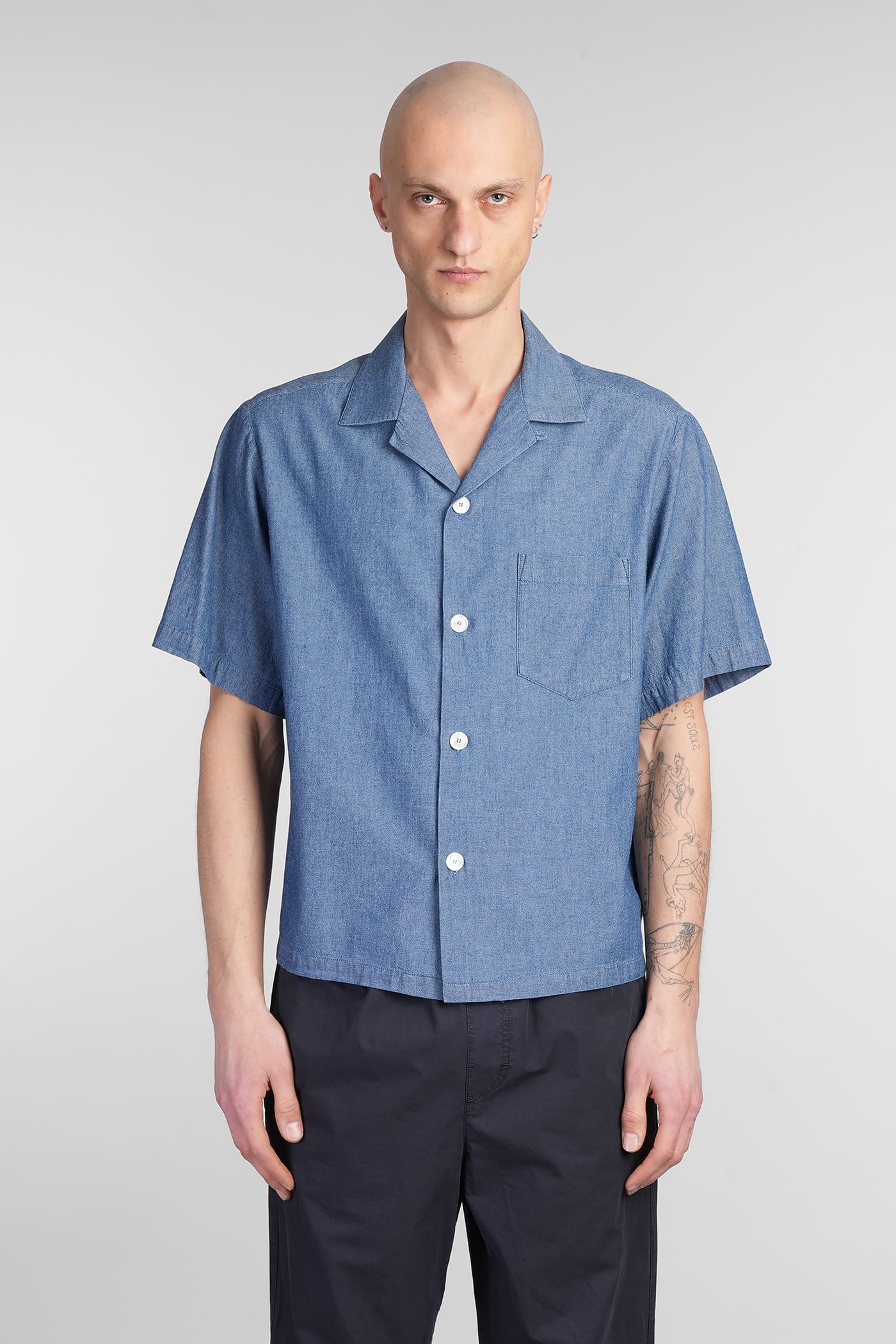 Jarvis Shirt In Blue Cotton