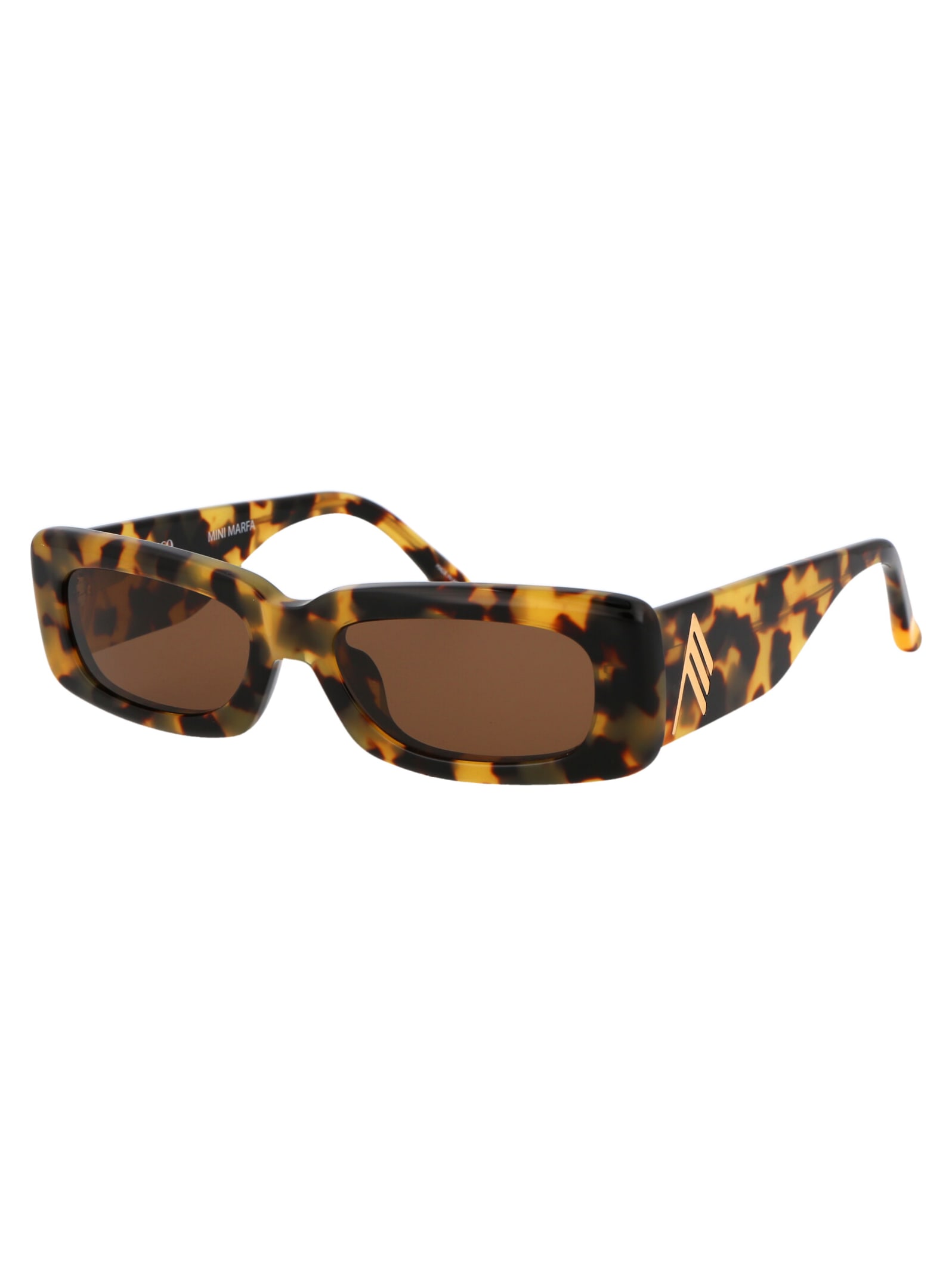 Shop Attico Mini Marfa Sunglasses In T-shell/yellowgold/brown