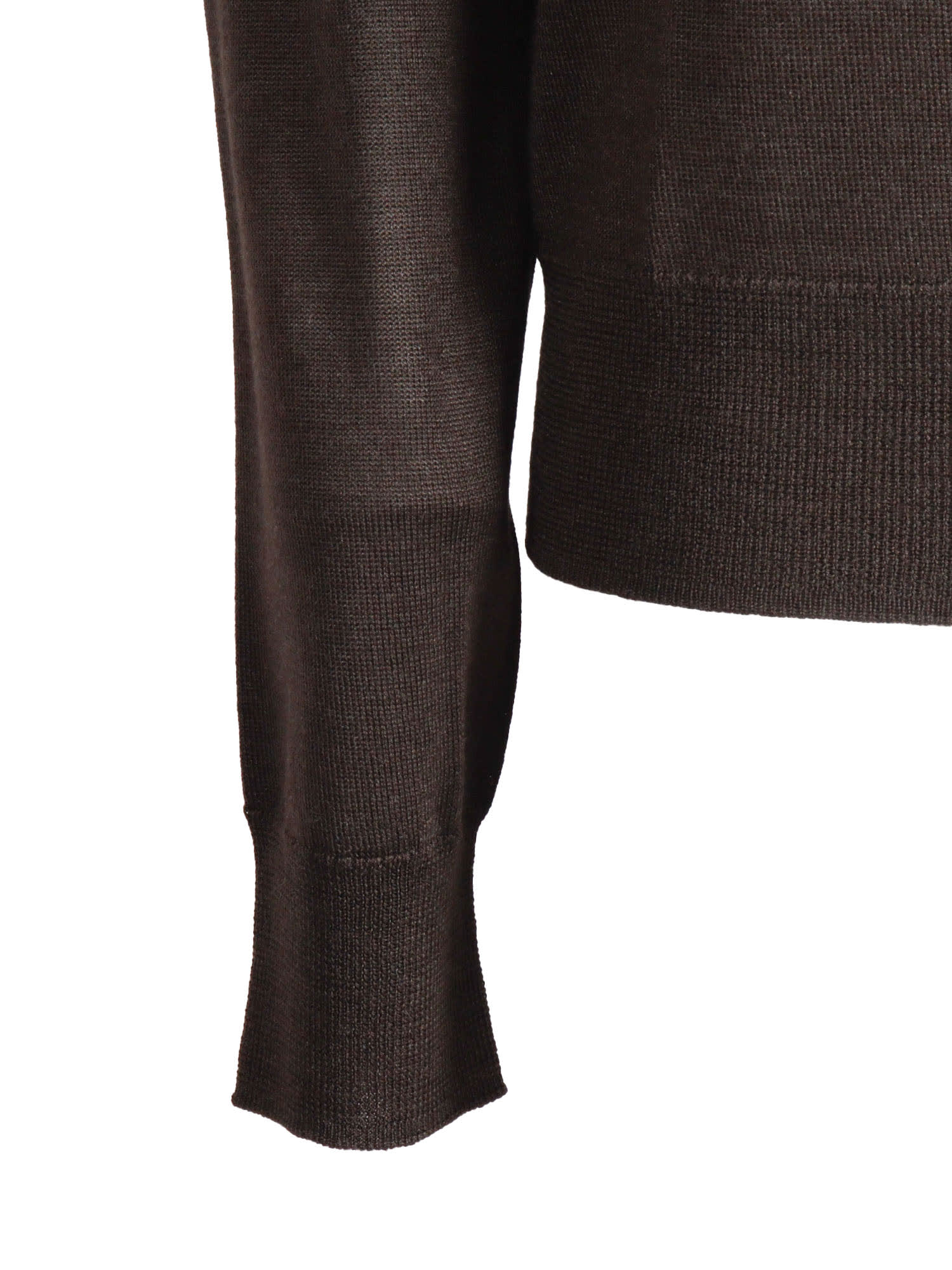 P.a.r.o.s.h Long-sleeve Polo With Classic Collar And Refined Knit In Brown