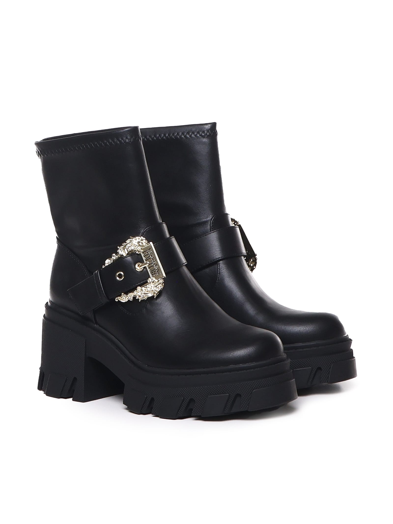 Shop Versace Jeans Couture Chunky Ankle Boots In Black