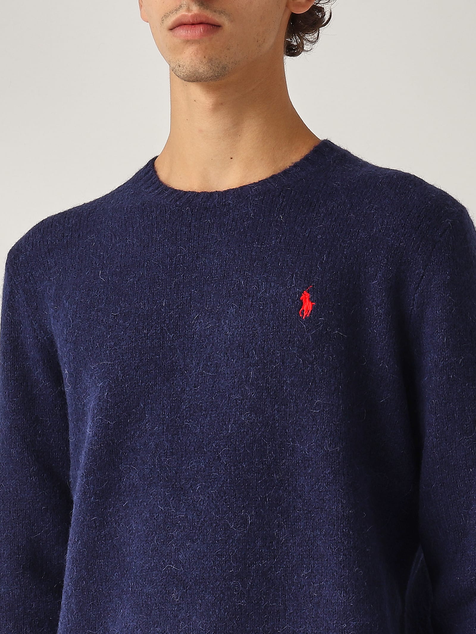 Shop Polo Ralph Lauren Maglia Uomo Effetto Texture Sweater In Navy