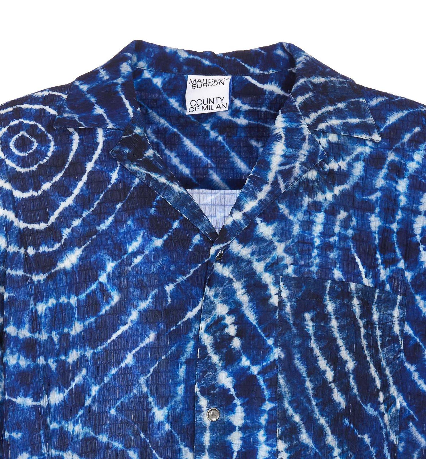 Shop Marcelo Burlon County Of Milan Soundwaves Print Short-sleeved Shirt In Blue