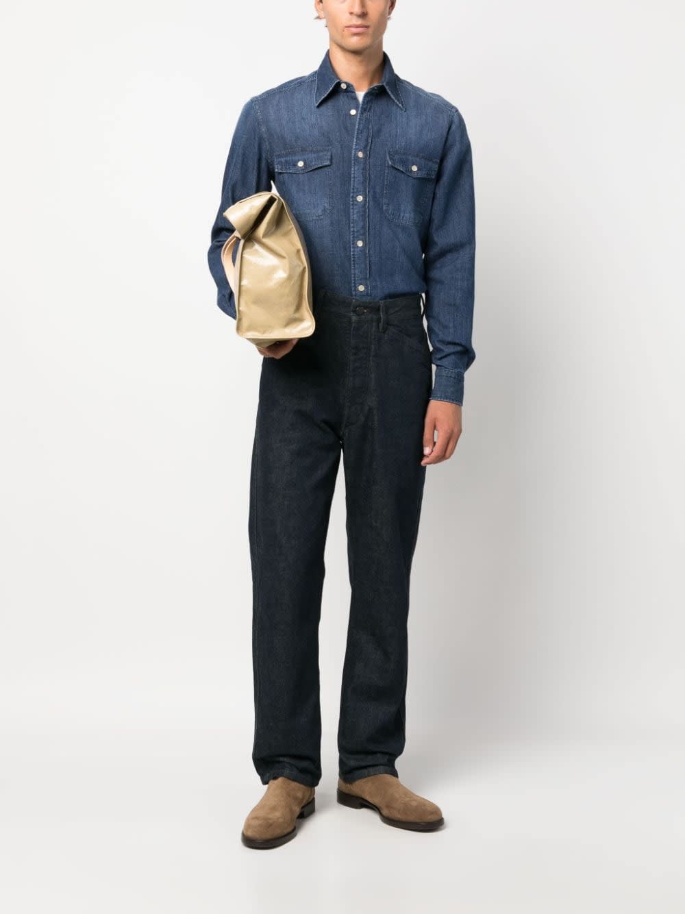Boglioli Denim Button-down Shirt In Blue
