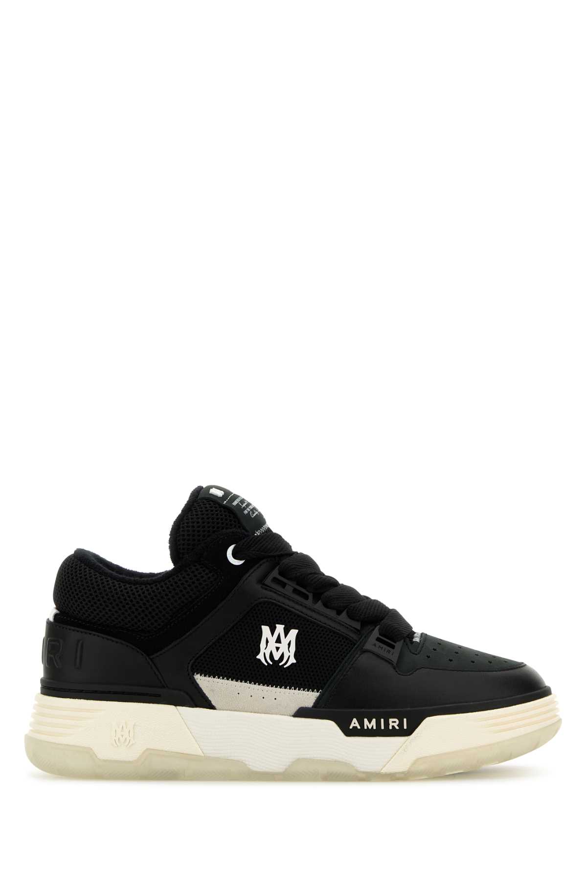 Shop Amiri Black Leather And Fabric Ma-1 Sneakers