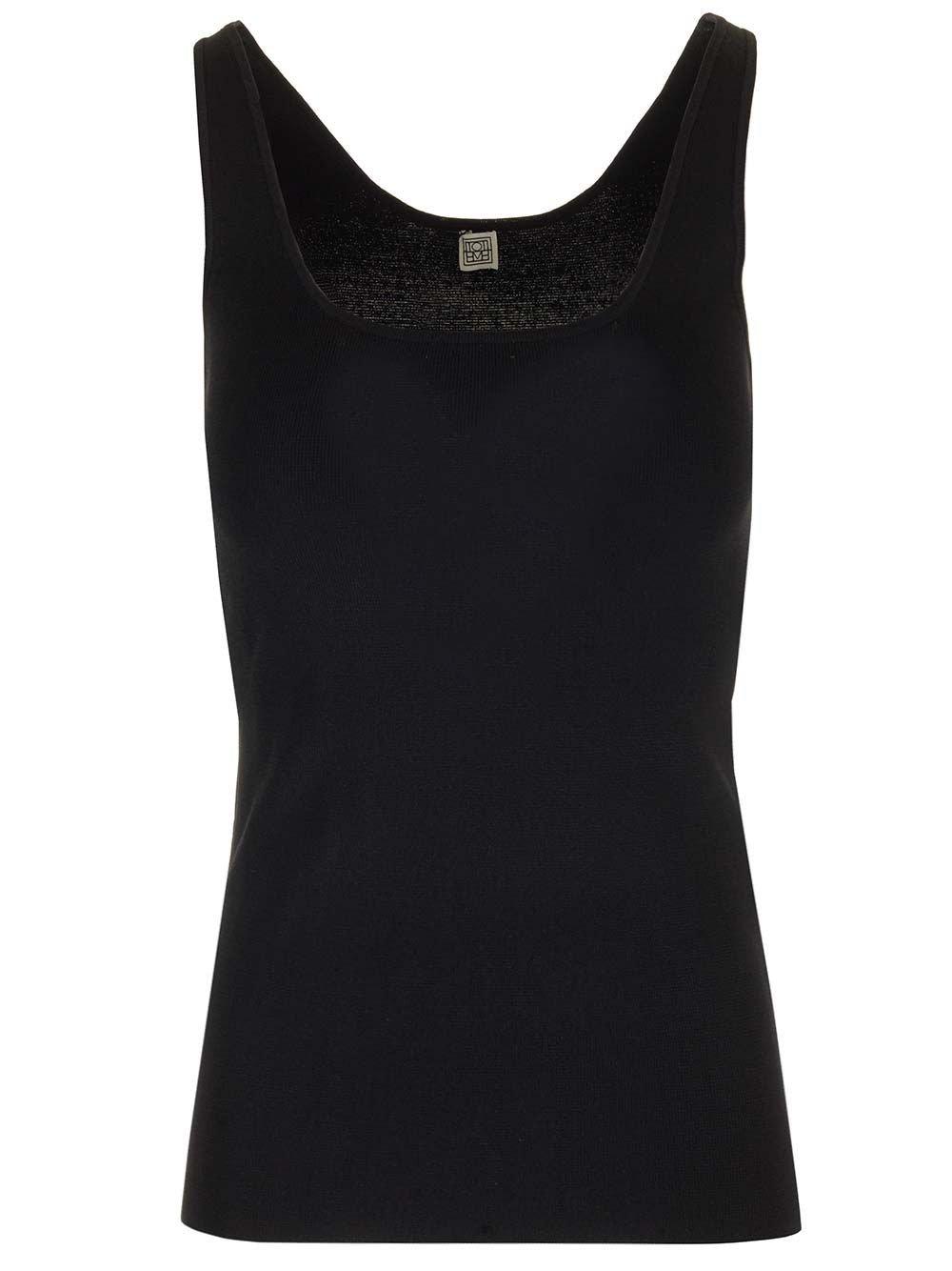 Shop Totême Sleeveless Knitted Tank Top In Black