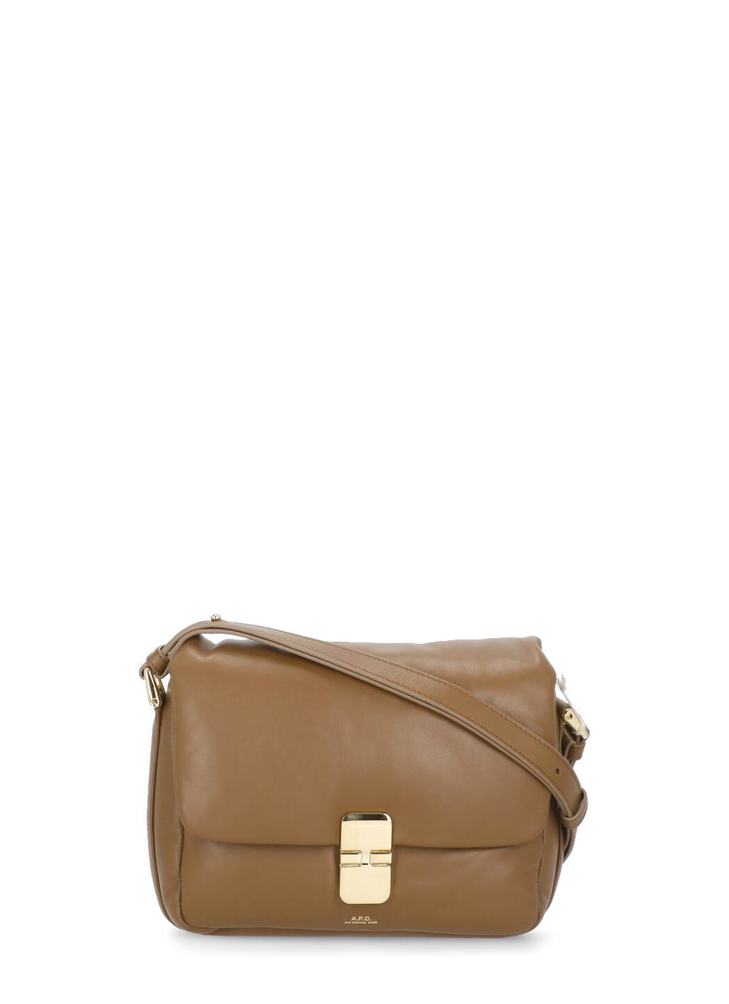 Apc Adjustable Strap Leather Shoulder Bag In Brown