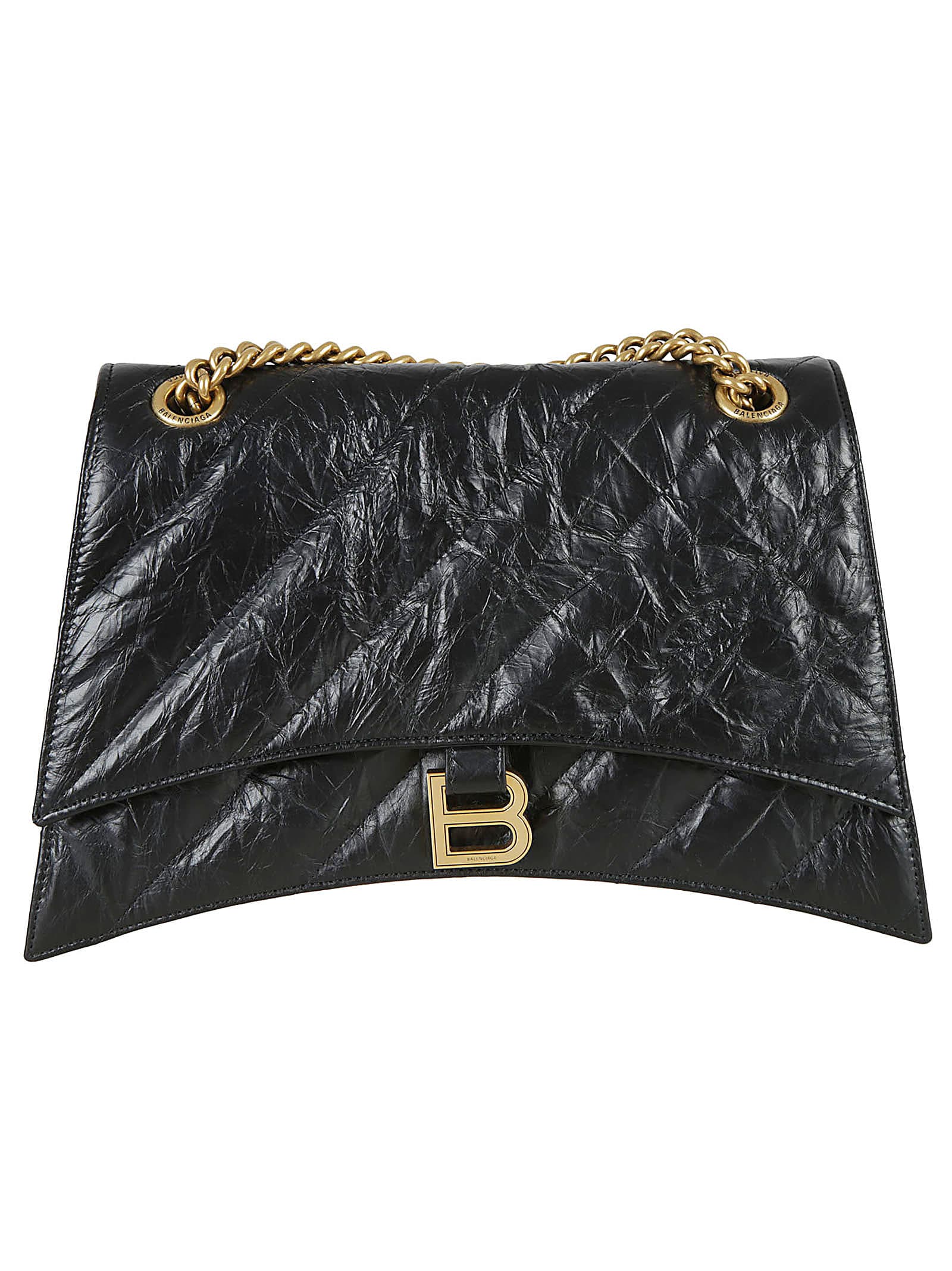 Shop Balenciaga Medium Crush Shoulder Bag In Black