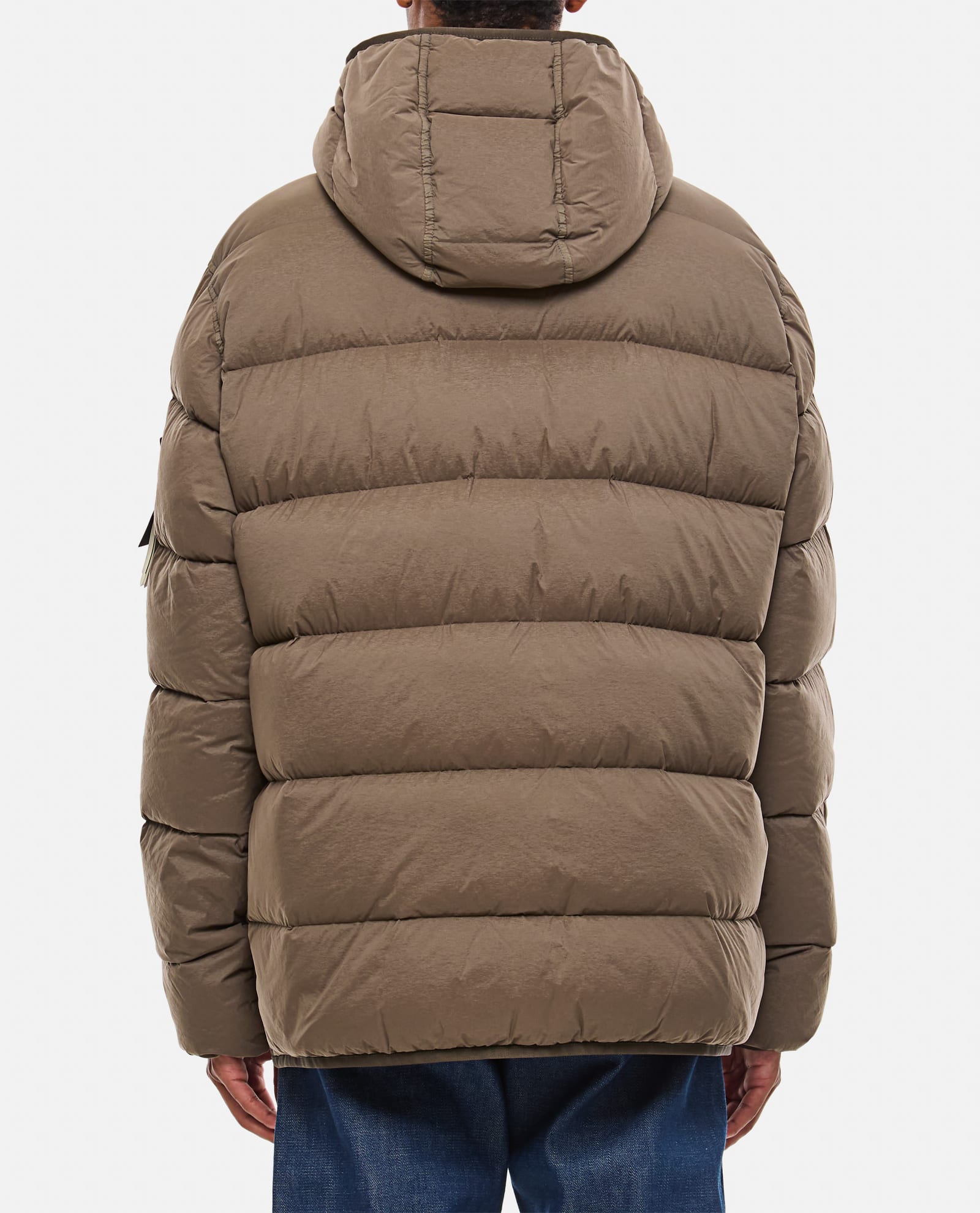 Shop Stone Island Real Down Jacket In Brown