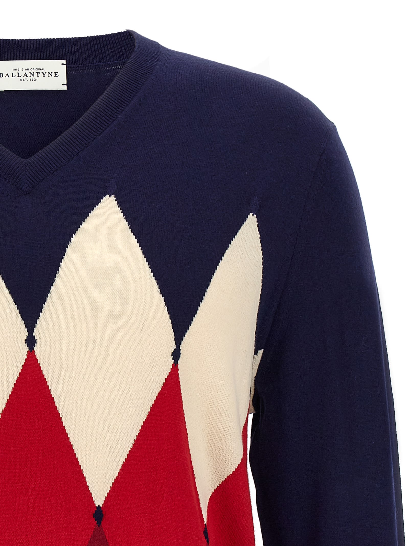 Ballantyne Blue Argyle Sweater In Blue