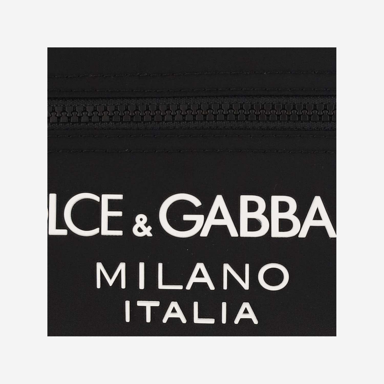 Shop Dolce & Gabbana Small Nylon Pouch With Rubberized Logo In Black