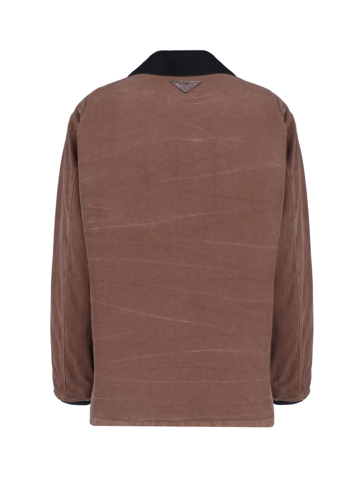 Prada Cotton Shearling-collar Jacket In Brown