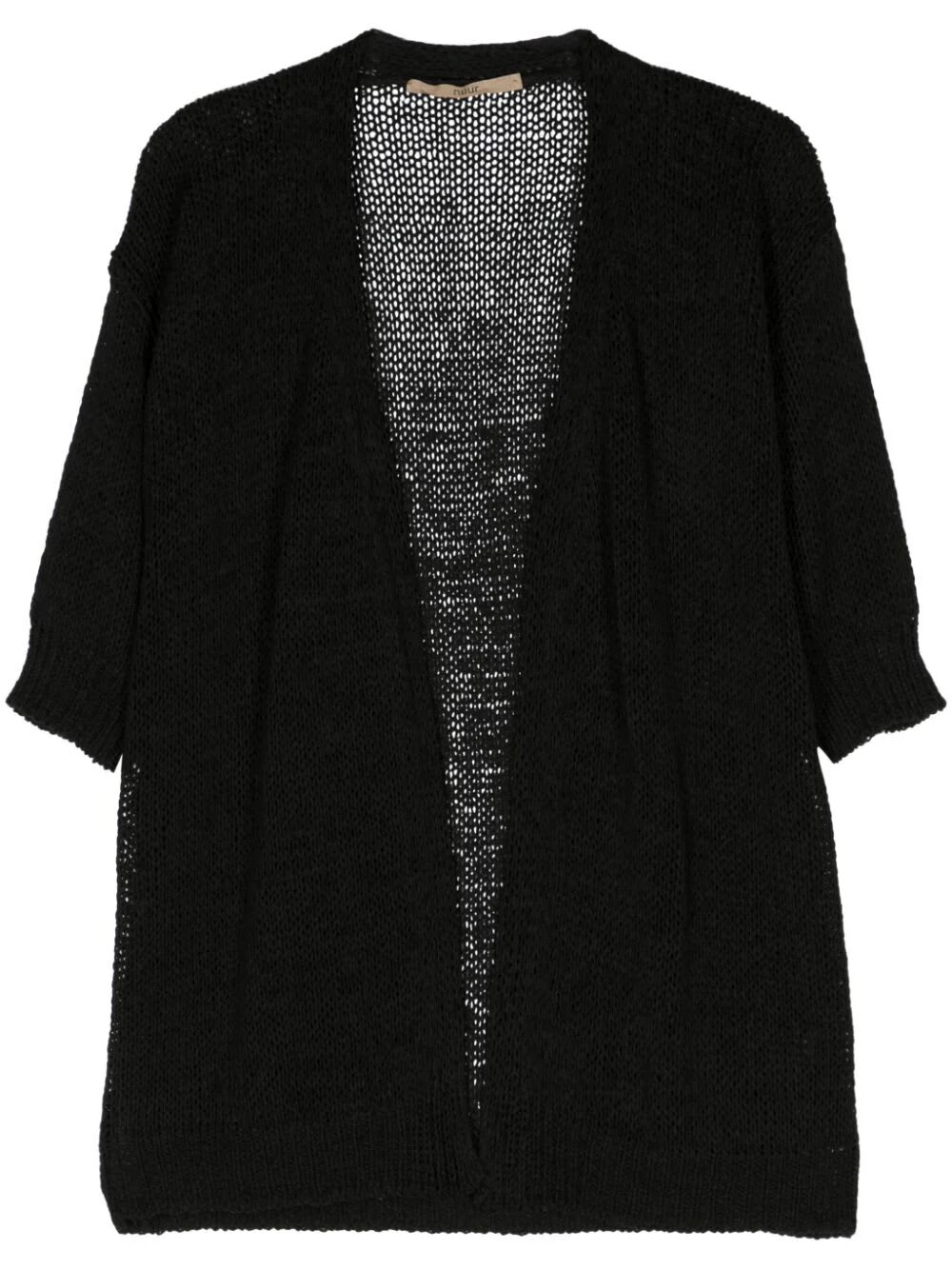 Shop Nuur Short Sleeves Cardigan In Black
