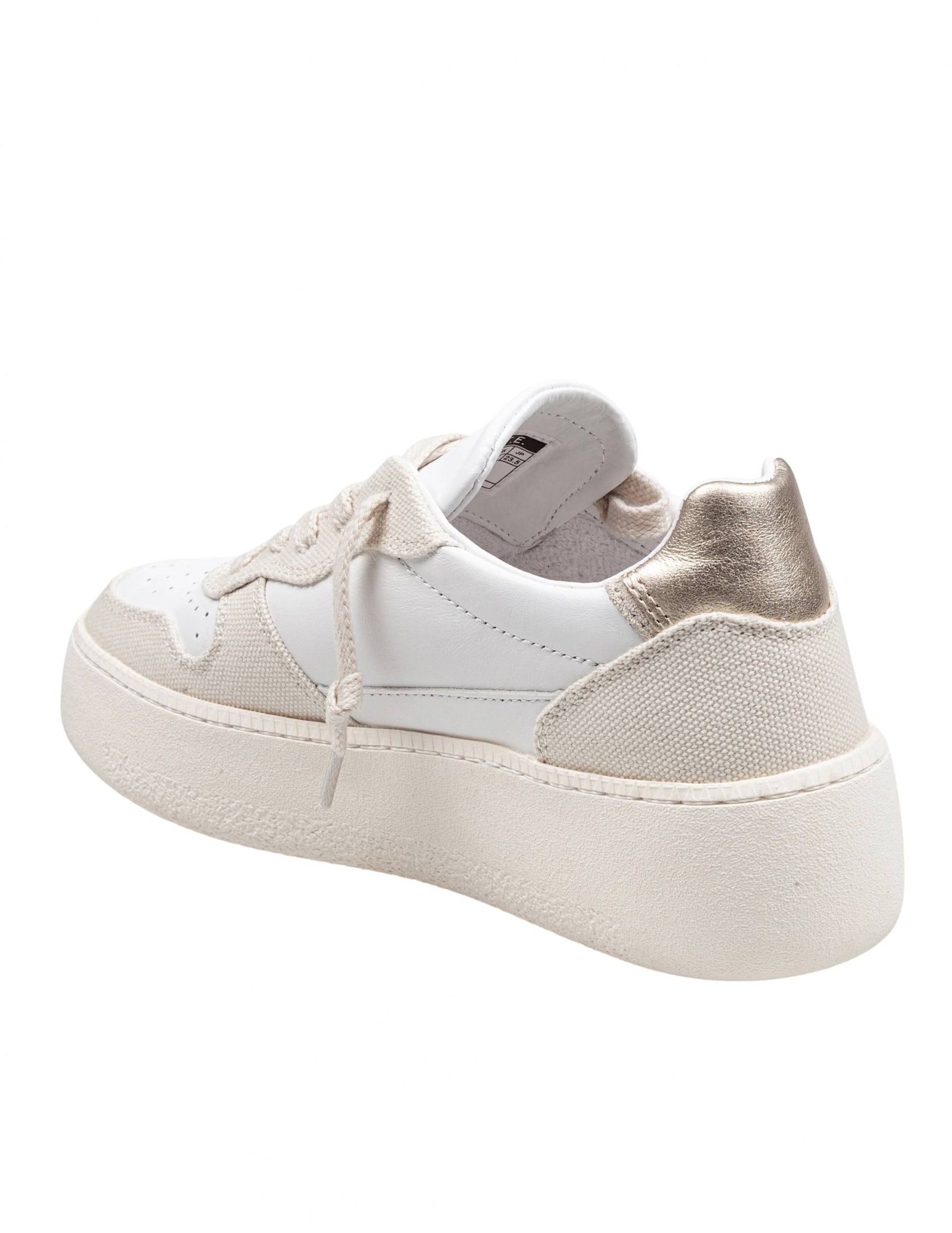 Date D.a.t.e Sneakers Court Platform In Leather And Fabric Color White And Beige In Beige